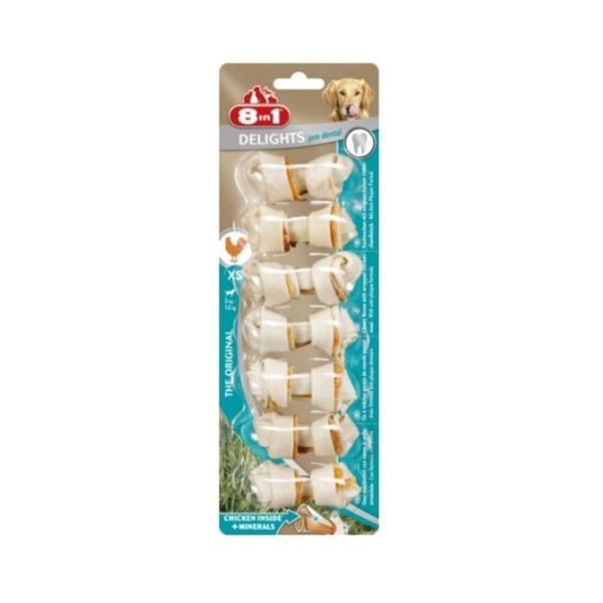 8 in 1 Delights Pro Dental Tavuk Düğümlü Köpek Kemik Ödülü Xsmall 7x84 Gr 8 in 1 Delights Pro Dental Tavuk Düğümlü Köpek Kemik Ödülü Xsmall 7x84 Gr