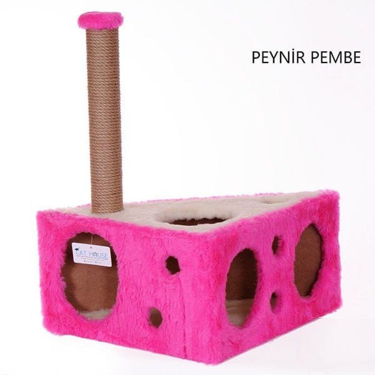 Cat Hause Y04 Peynir Şeklinde Kedi Tırmalama Evi Pembe 67 Cm