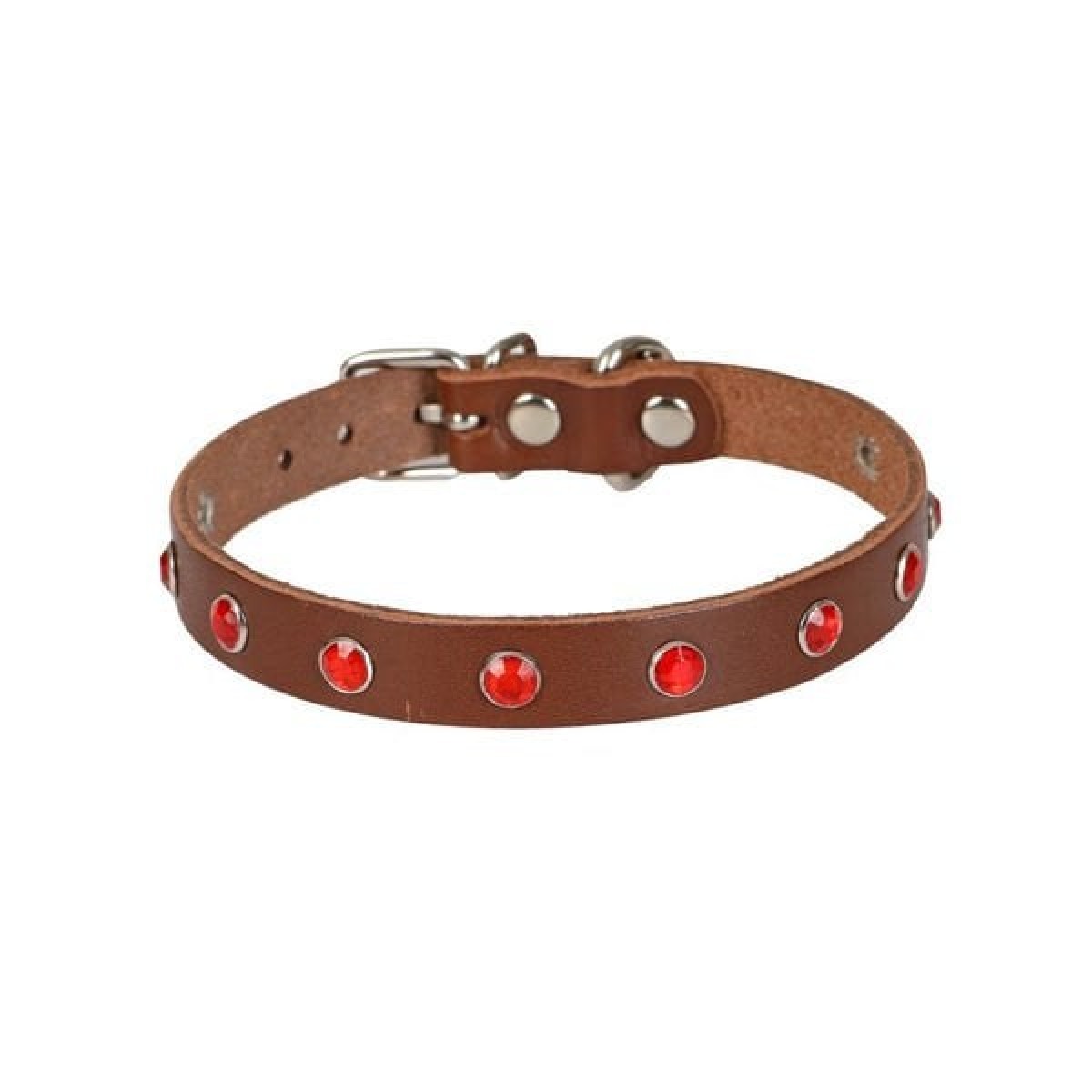 Cattie Gerçek Deriden Taşlı Kedi Boyun Tasması Large Kahverengi 1.2x23-28 Cm Cattie Gerçek Deriden Taşlı Kedi Boyun Tasması Large Kahverengi 1.2x23-28 Cm