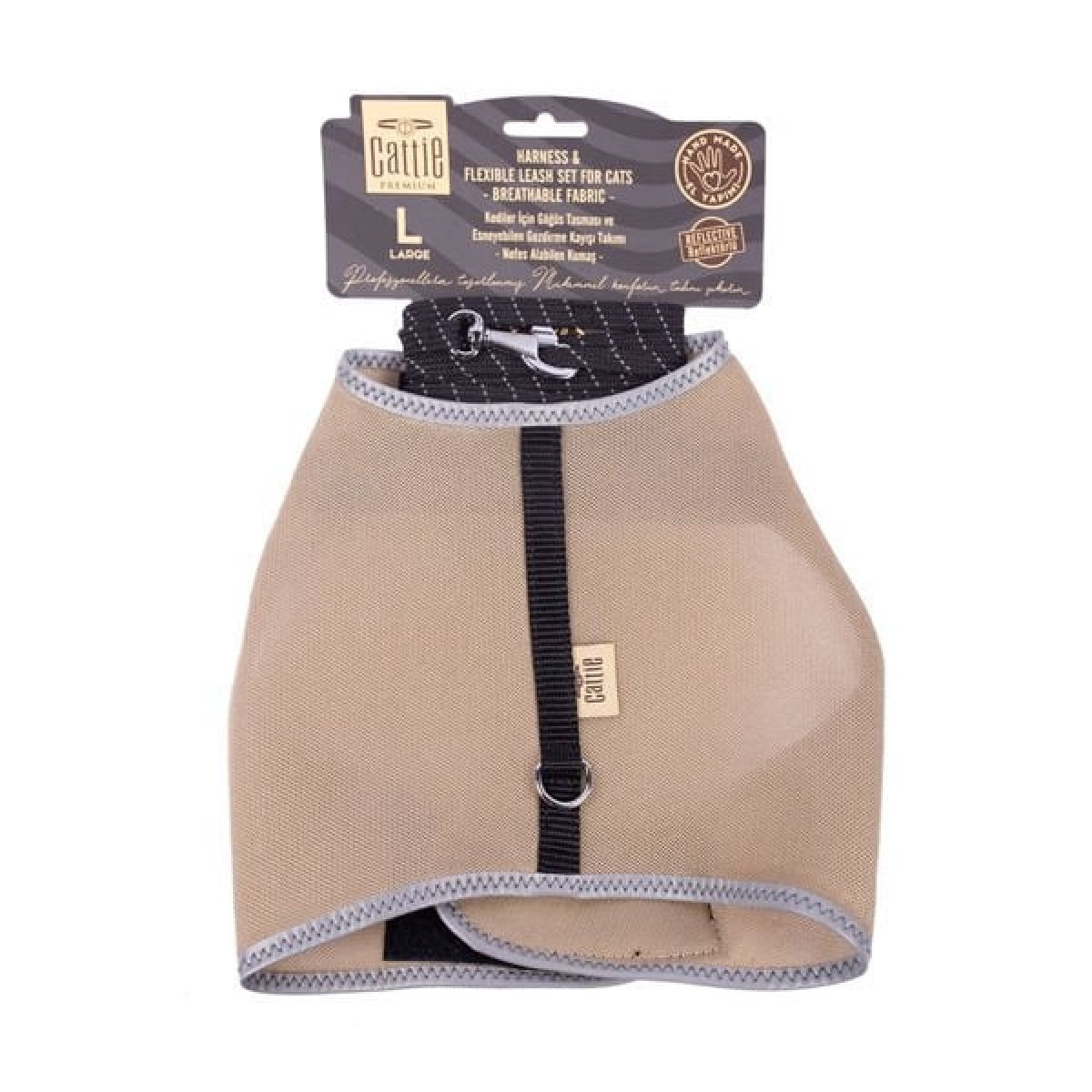 Cattie Havalı Dokuma Kedi Göğüs ve Gezdirme Takımı Large Bej 1.5x30-40 Cm Cattie Havalı Dokuma Kedi Göğüs ve Gezdirme Takımı Large Bej 1.5x30-40 Cm