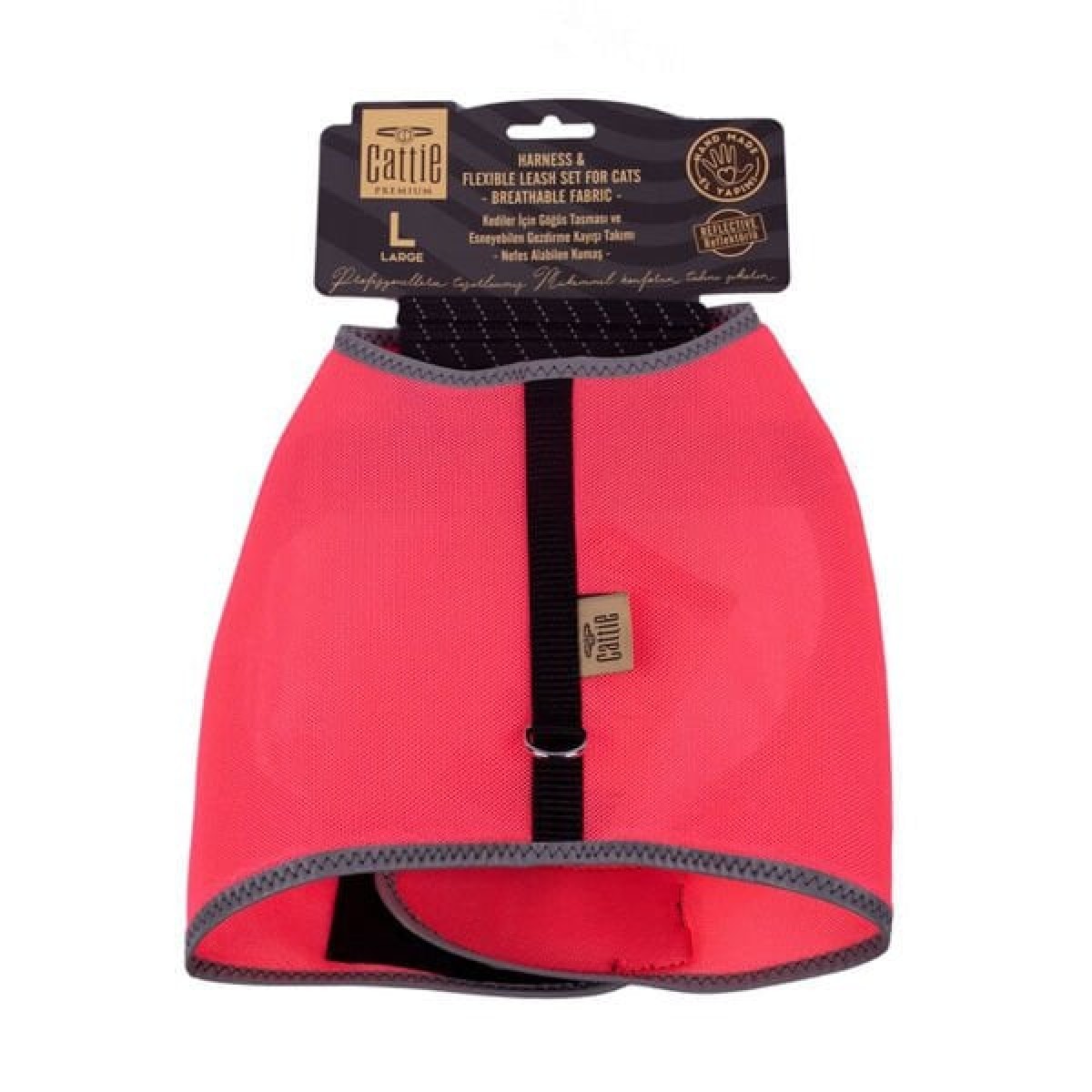Cattie Havalı Dokuma Kedi Göğüs ve Gezdirme Takımı Large Pembe 1.5x30-40 Cm Cattie Havalı Dokuma Kedi Göğüs ve Gezdirme Takımı Large Pembe 1.5x30-40 Cm