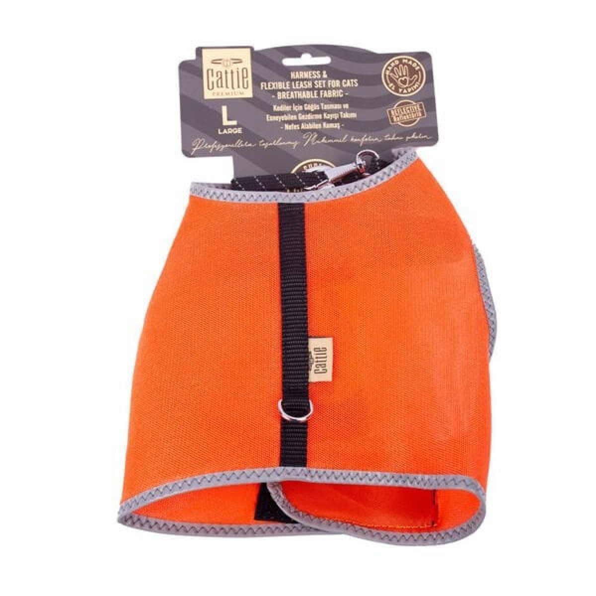 Cattie Havalı Dokuma Kedi Göğüs ve Gezdirme Takımı Large Turuncu 1.5x30-40 Cm Cattie Havalı Dokuma Kedi Göğüs ve Gezdirme Takımı Large Turuncu 1.5x30-40 Cm