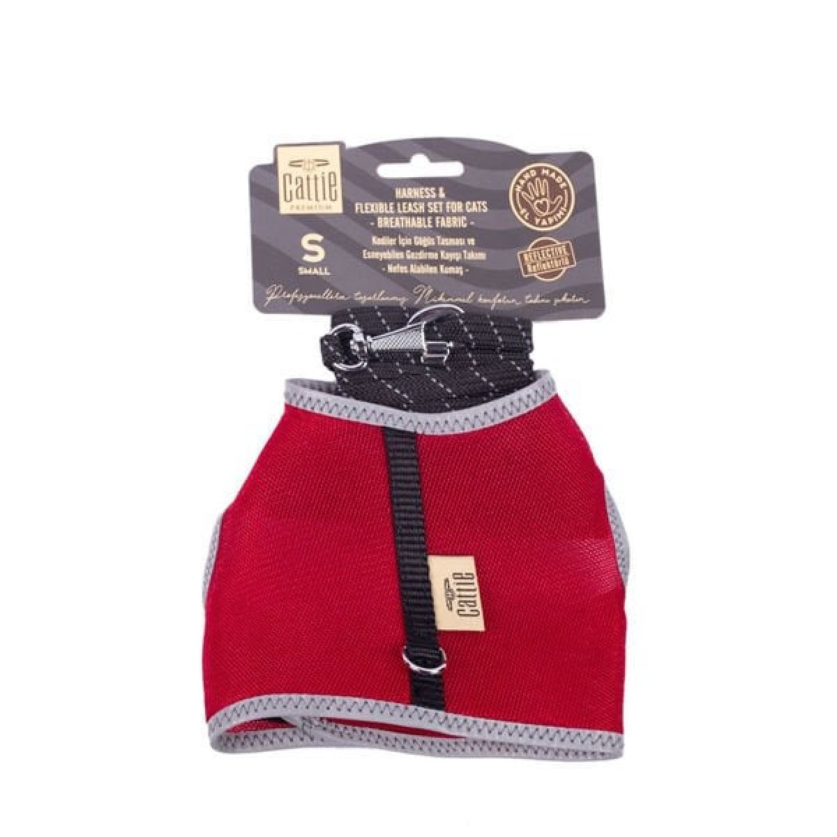 Cattie Havalı Dokuma Kedi Göğüs ve Gezdirme Takımı Small Kırmızı 1x20-30 Cm Cattie Havalı Dokuma Kedi Göğüs ve Gezdirme Takımı Small Kırmızı 1x20-30 Cm