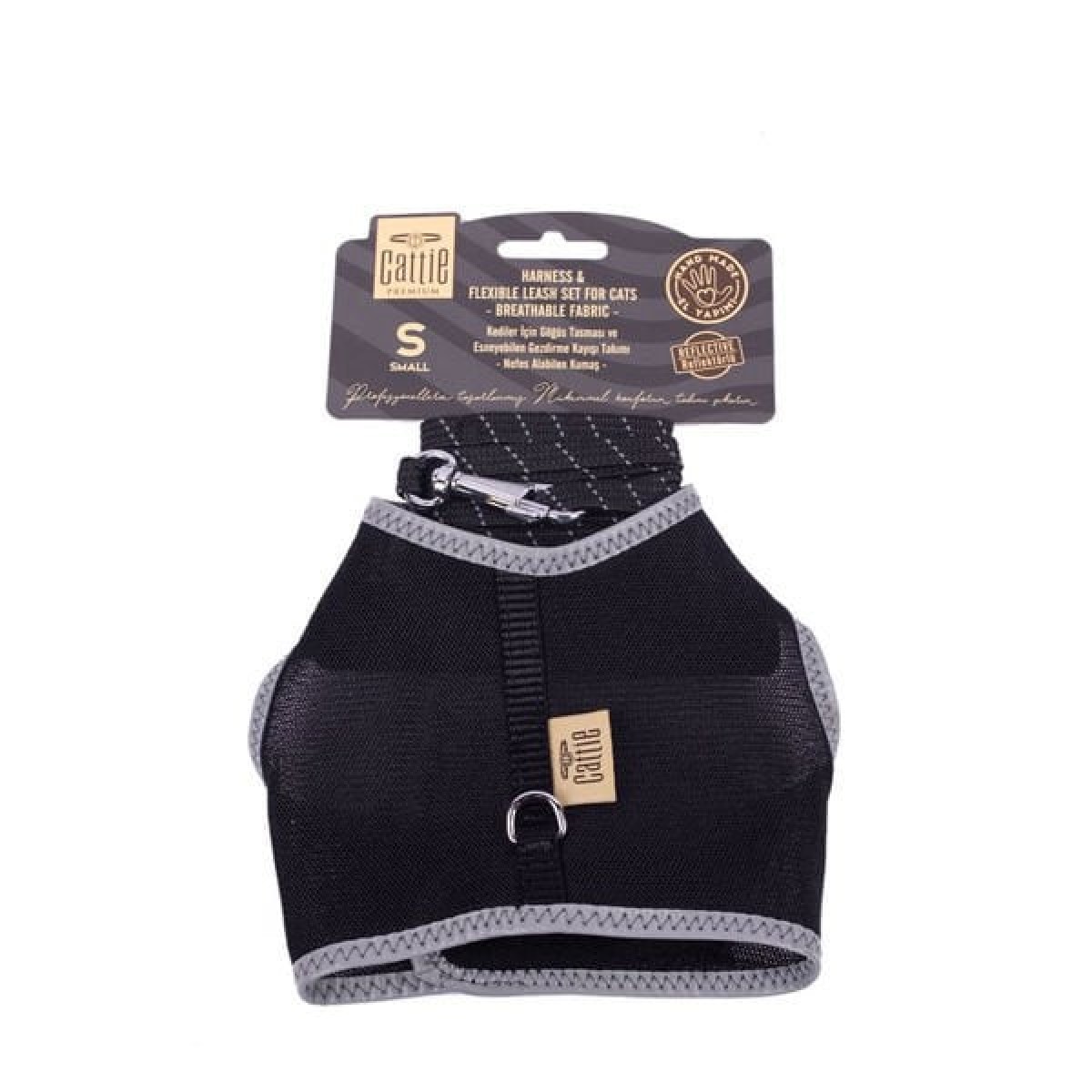 Cattie Havalı Dokuma Kedi Göğüs ve Gezdirme Takımı Small Siyah 1x20-30 Cm Cattie Havalı Dokuma Kedi Göğüs ve Gezdirme Takımı Small Siyah 1x20-30 Cm