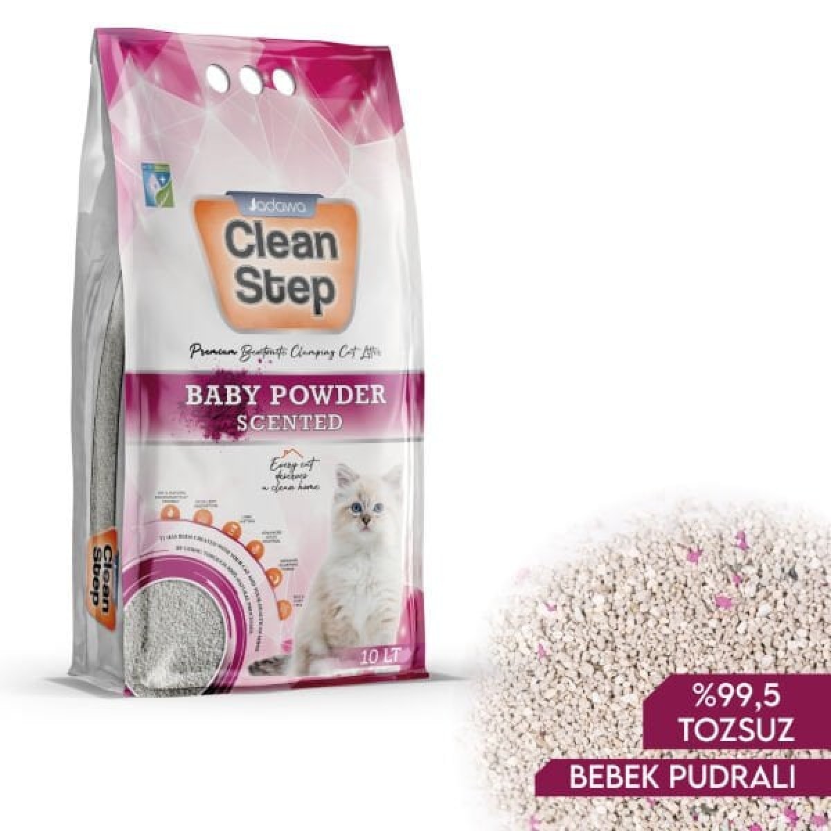 Clean Step Aktif Karbonlu Bebek Pudralı İnce Taneli Topaklanan Bentonit Kedi Kumu 10 Lt Clean Step Aktif Karbonlu Bebek Pudralı İnce Taneli Topaklanan Bentonit Kedi Kumu 10 Lt