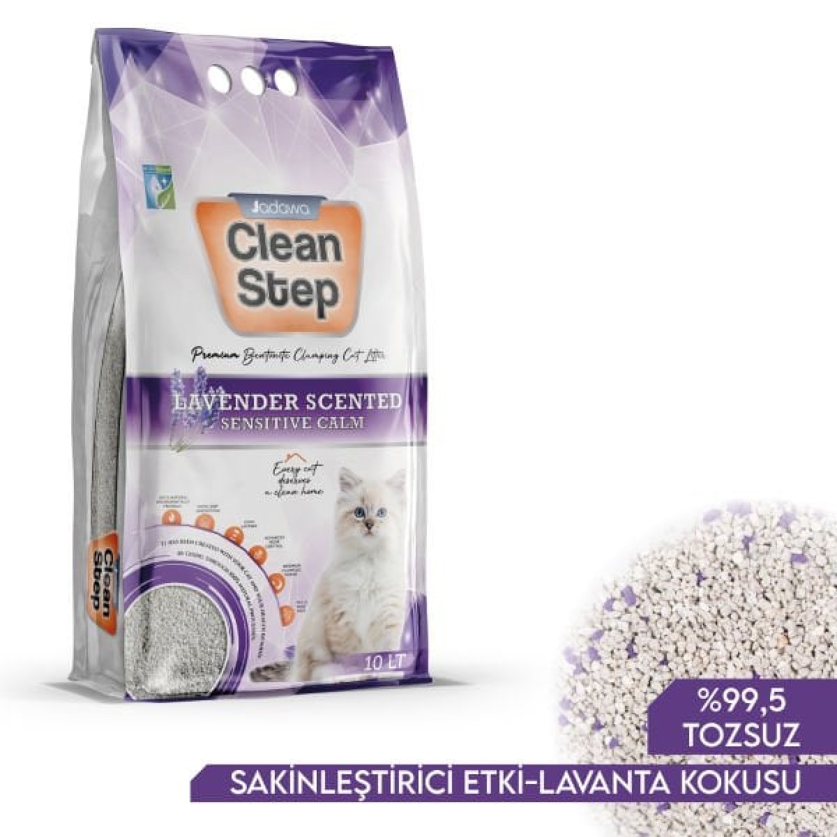 Clean Step Aktif Karbonlu Lavanta Kokulu İnce Taneli Topaklanan Bentonit Kedi Kumu 10 Lt Clean Step Aktif Karbonlu Lavanta Kokulu İnce Taneli Topaklanan Bentonit Kedi Kumu 10 Lt