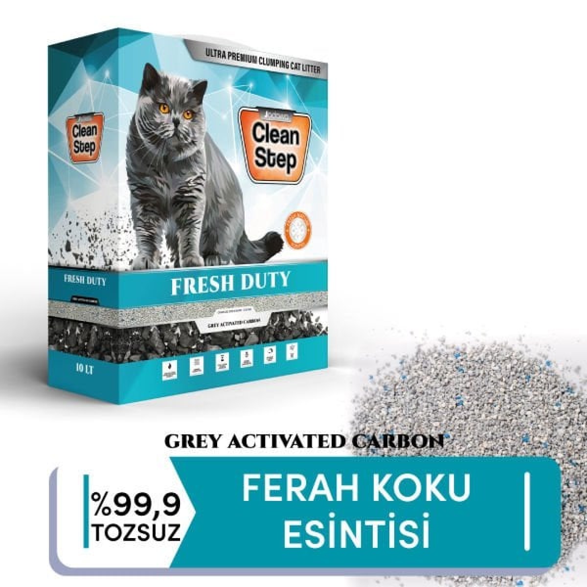 Clean Step Fresh Duty Aktif Karbonlu Bahar Kokulu İnce Taneli Topaklanan Bentonit Kedi Kumu 10 Lt Clean Step Fresh Duty Aktif Karbonlu Bahar Kokulu İnce Taneli Topaklanan Bentonit Kedi Kumu 10 Lt