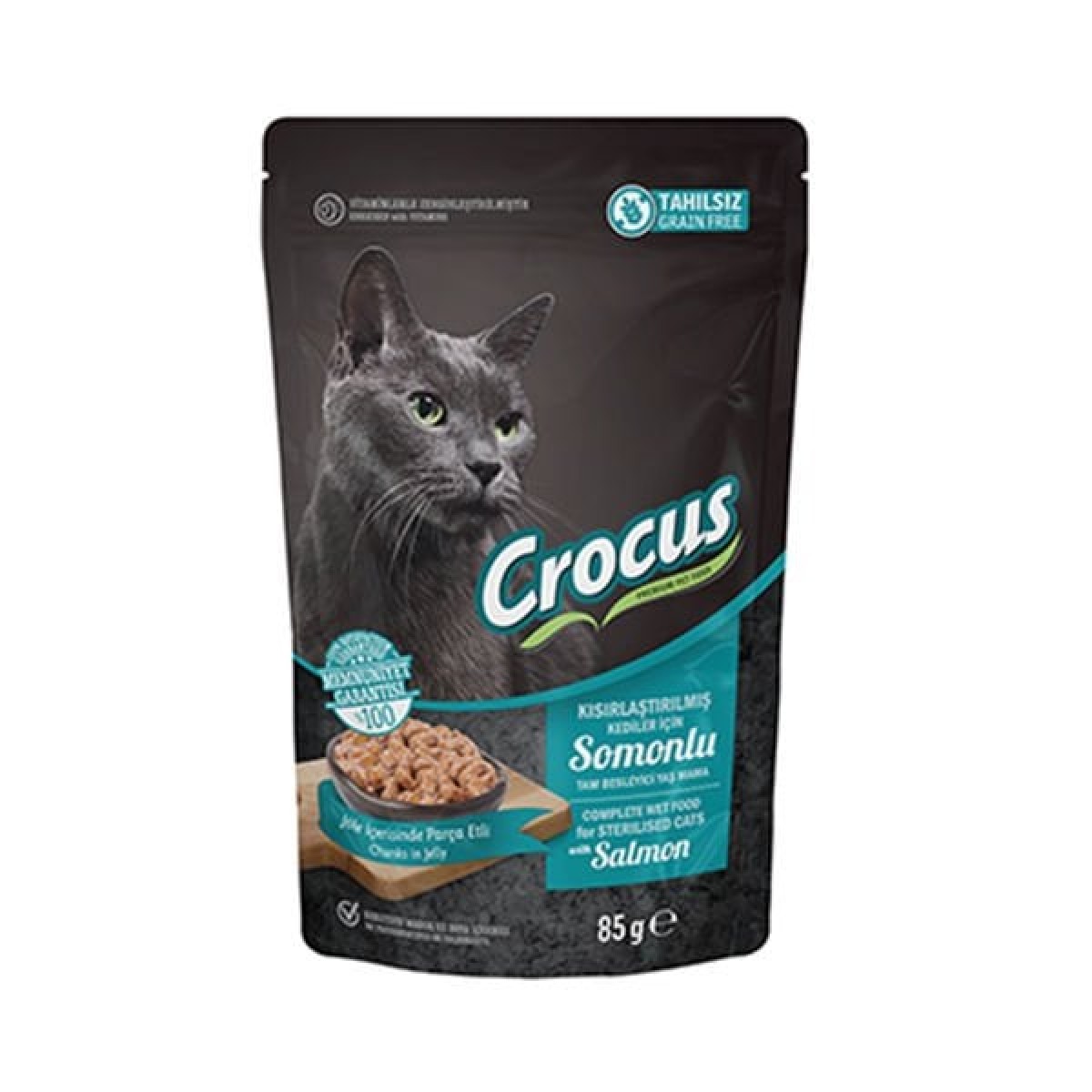 Crocus Tahılsız Pouch Jöleli Somonlu Kısırlaştırılmış Konserve Kedi Maması 85 Gr Crocus Tahılsız Pouch Jöleli Somonlu Kısırlaştırılmış Konserve Kedi Maması 85 Gr