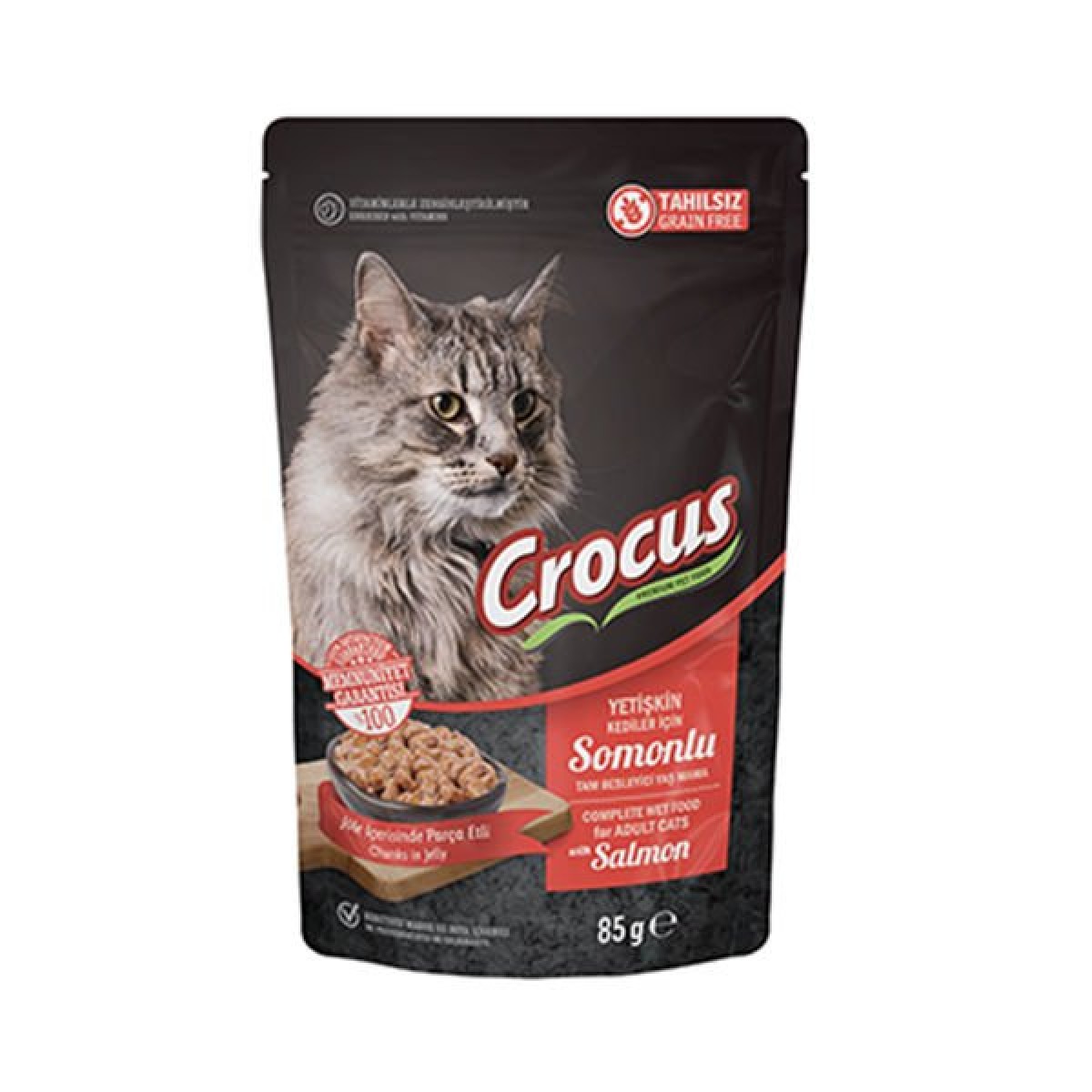 Crocus Tahılsız Pouch Jöleli Somonlu Yavru Konserve Kedi Maması 85 Gr