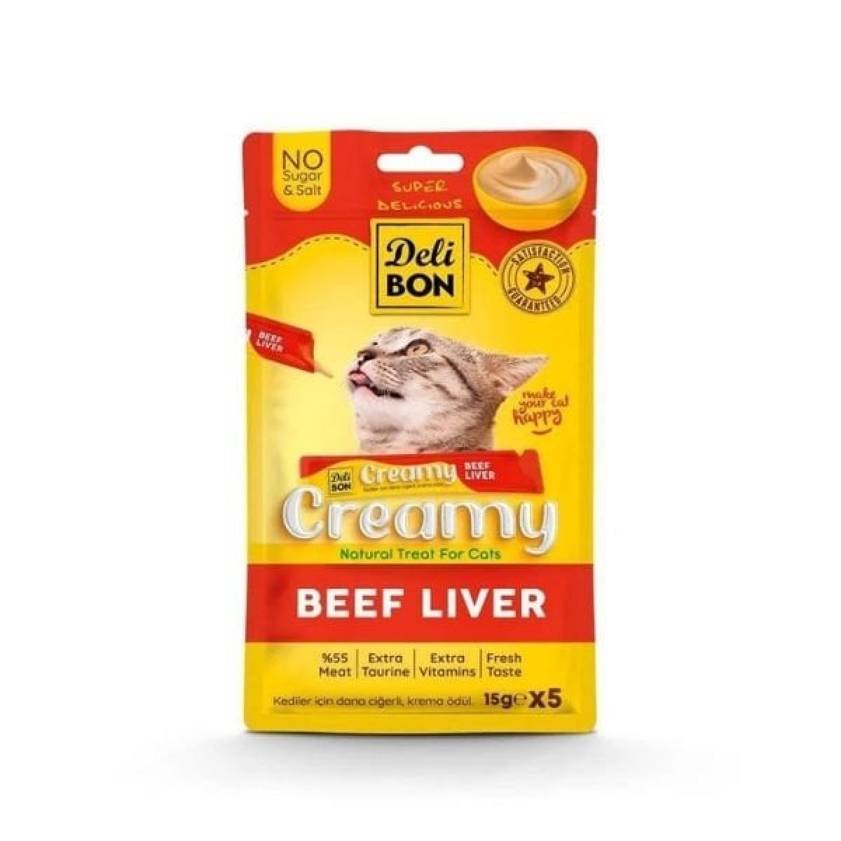 Delibon Creamy Dana Ciğerli Sıvı Kedi Ödül Maması 5x15 Gr Delibon Creamy Dana Ciğerli Sıvı Kedi Ödül Maması 5x15 Gr