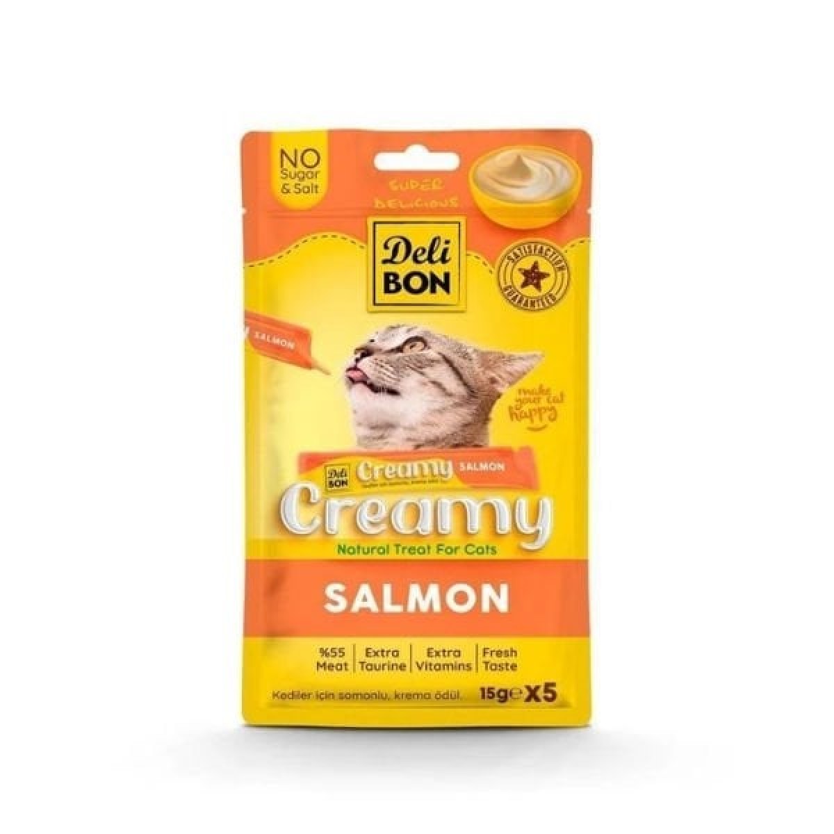 Delibon Creamy Somonlu Sıvı Kedi Ödül Maması 5x15 Gr Delibon Creamy Somonlu Sıvı Kedi Ödül Maması 5x15 Gr