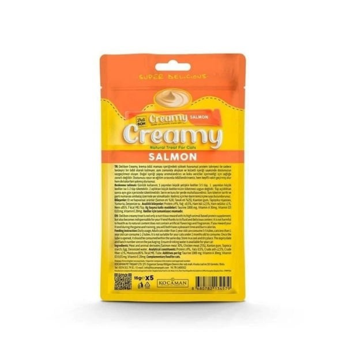 Delibon Creamy Somonlu Sıvı Kedi Ödül Maması 5x15 Gr Delibon Creamy Somonlu Sıvı Kedi Ödül Maması 5x15 Gr