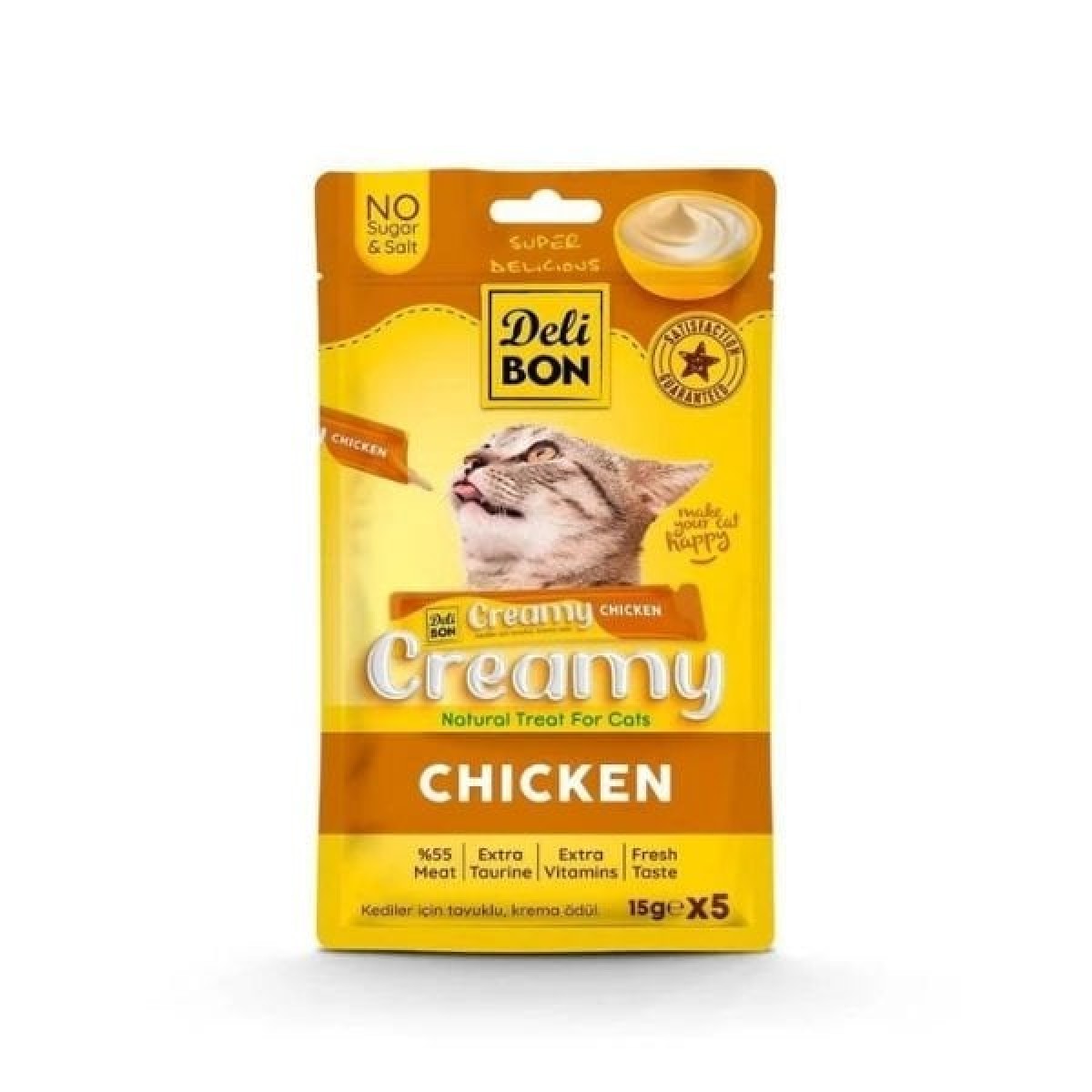 Delibon Creamy Tavuklu Sıvı Kedi Ödül Maması 5x15 Gr