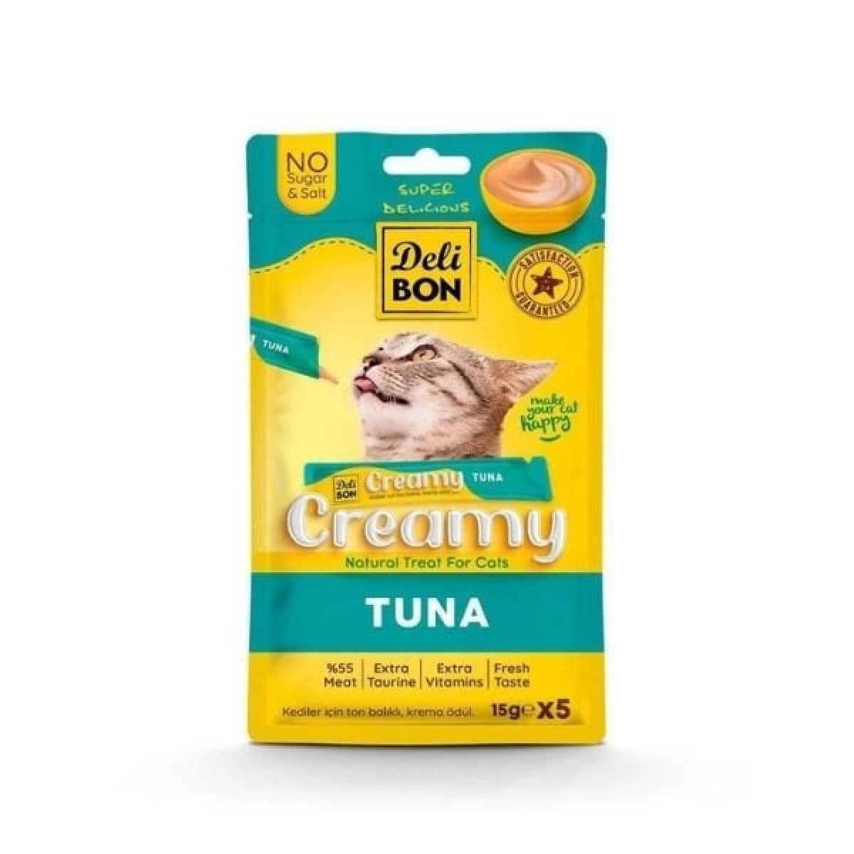 Delibon Creamy Ton Balıklı Sıvı Kedi Ödül Maması 5x15 Gr Delibon Creamy Ton Balıklı Sıvı Kedi Ödül Maması 5x15 Gr