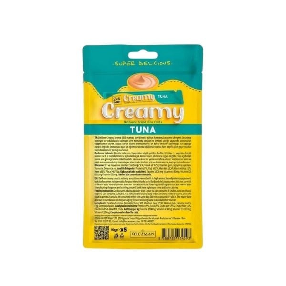 Delibon Creamy Ton Balıklı Sıvı Kedi Ödül Maması 5x15 Gr Delibon Creamy Ton Balıklı Sıvı Kedi Ödül Maması 5x15 Gr