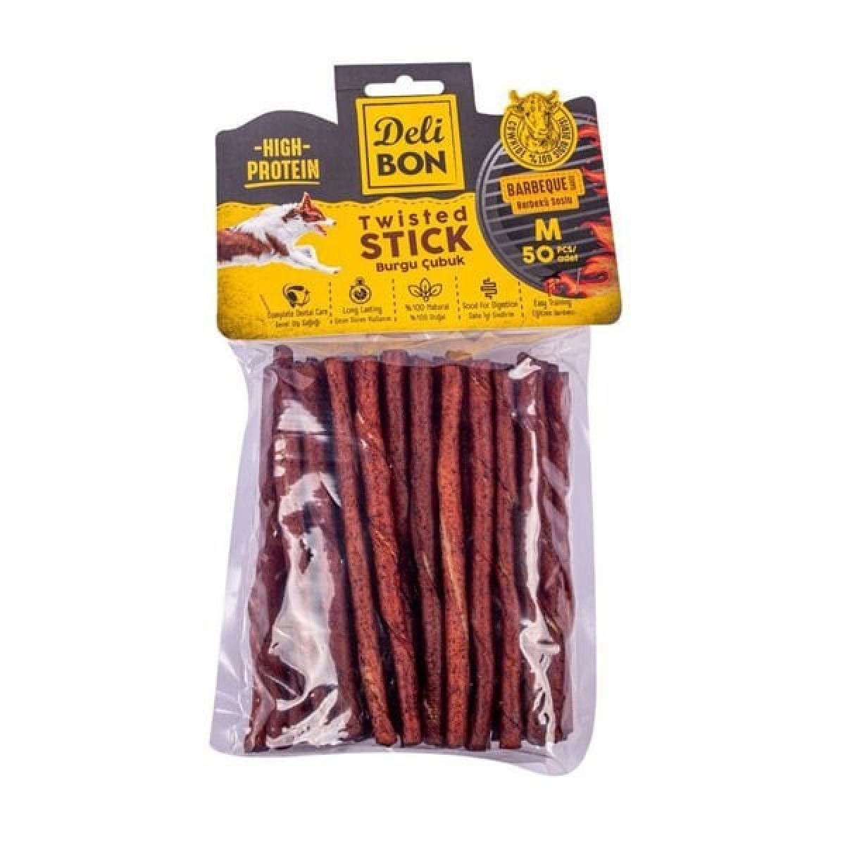 Delibon Deri Burgu Çubuk Barbekü Aromalı Kemik Köpek Ödülü Kalın 50 Adet Delibon Deri Burgu Çubuk Barbekü Aromalı Kemik Köpek Ödülü Kalın 50 Adet