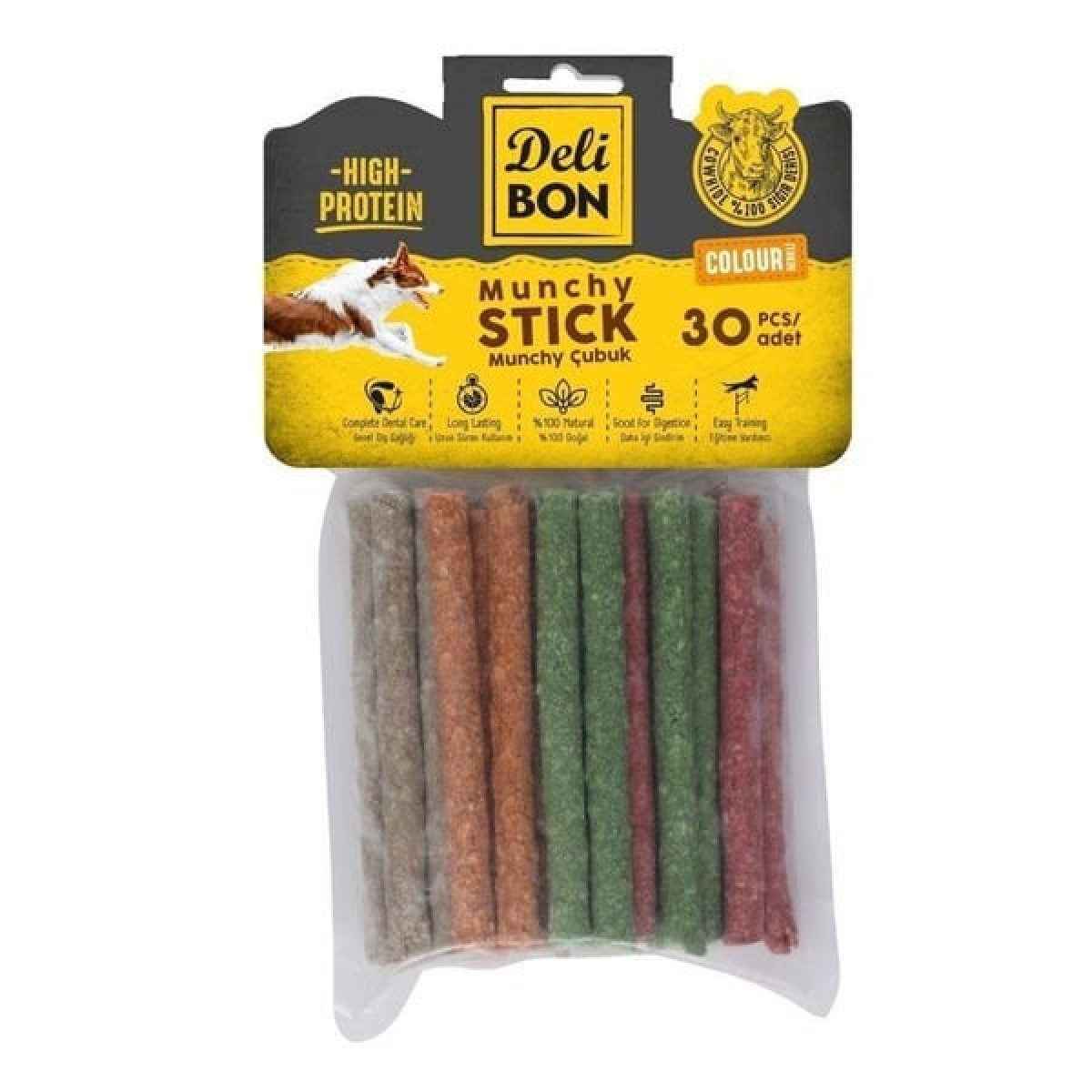 Delibon Munchy Karışık Renk İnce Deri Çubuk Köpek Ödülü 30 Adet Delibon Munchy Karışık Renk İnce Deri Çubuk Köpek Ödülü 30 Adet