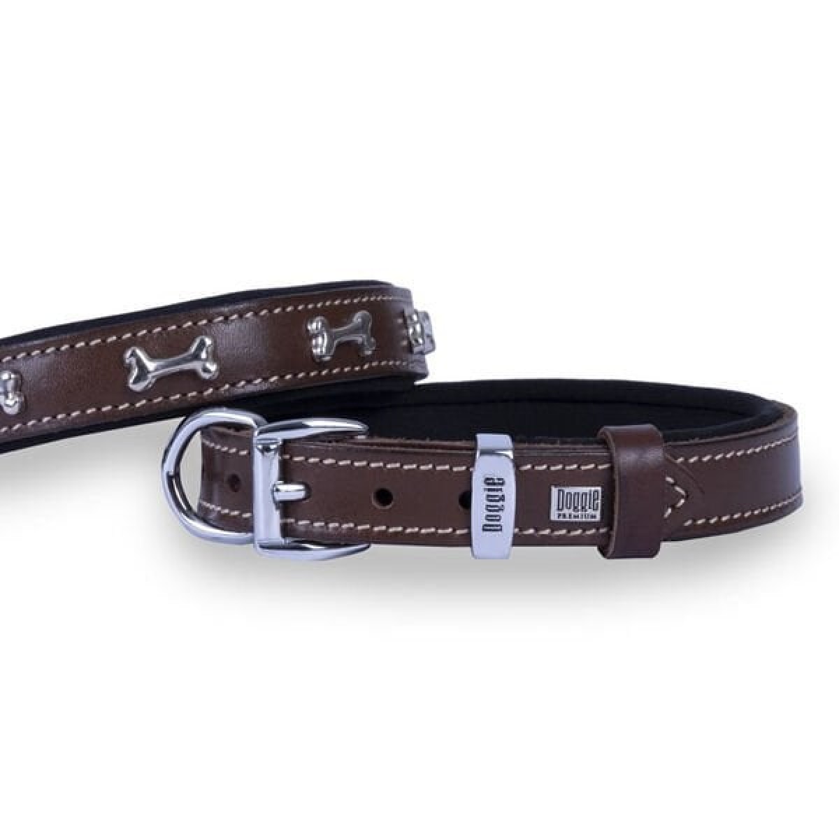 Doggie Comfort Deri Kemik Süslü Köpek Boyun Tasması Small Kahverengi 2x30-35 Cm Doggie Comfort Deri Kemik Süslü Köpek Boyun Tasması Small Kahverengi 2x30-35 Cm