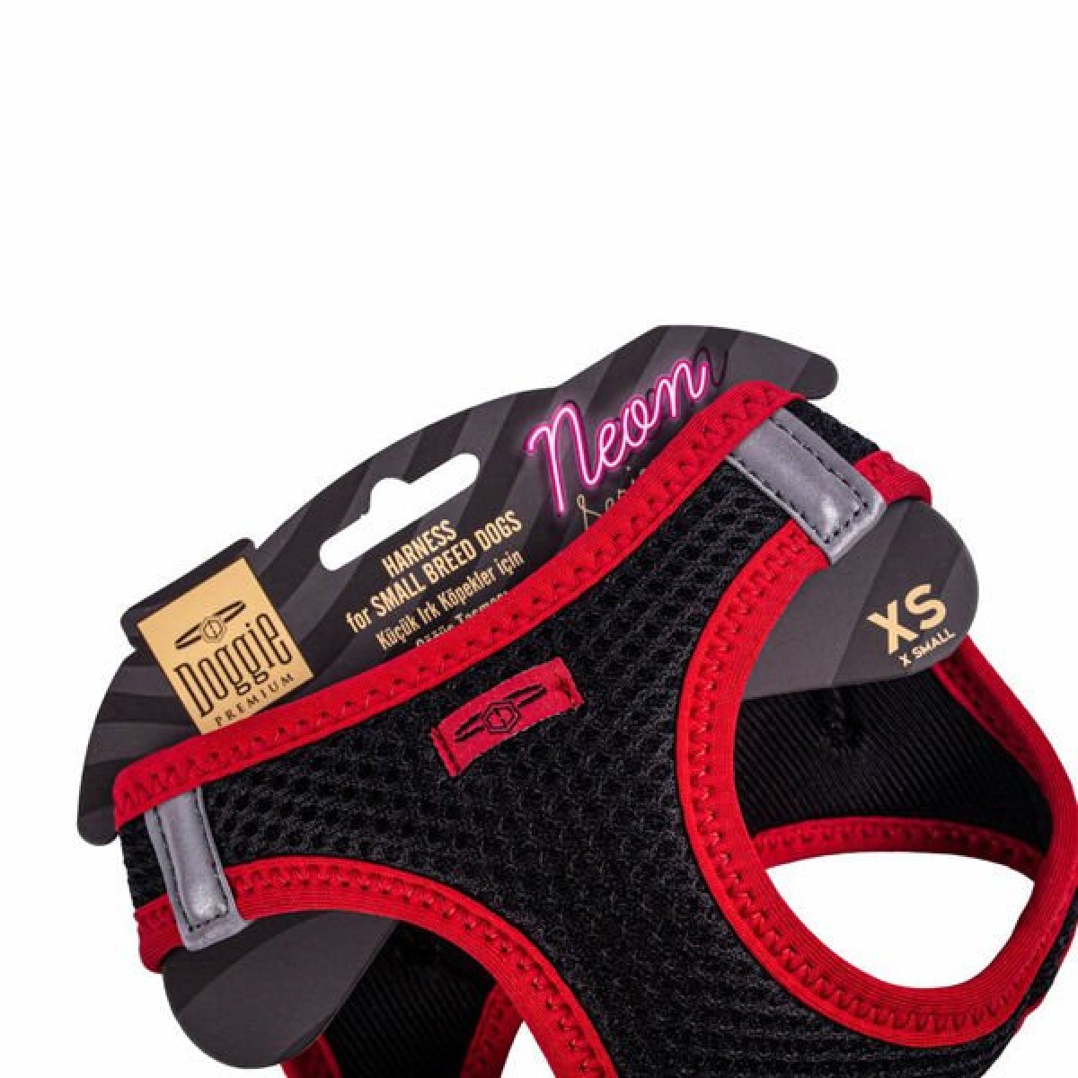 Doggie Havalı Dokuma Neon Küçük Irk Köpek Göğüs Tasması Xsmall Kırmızı 30-34 Cm