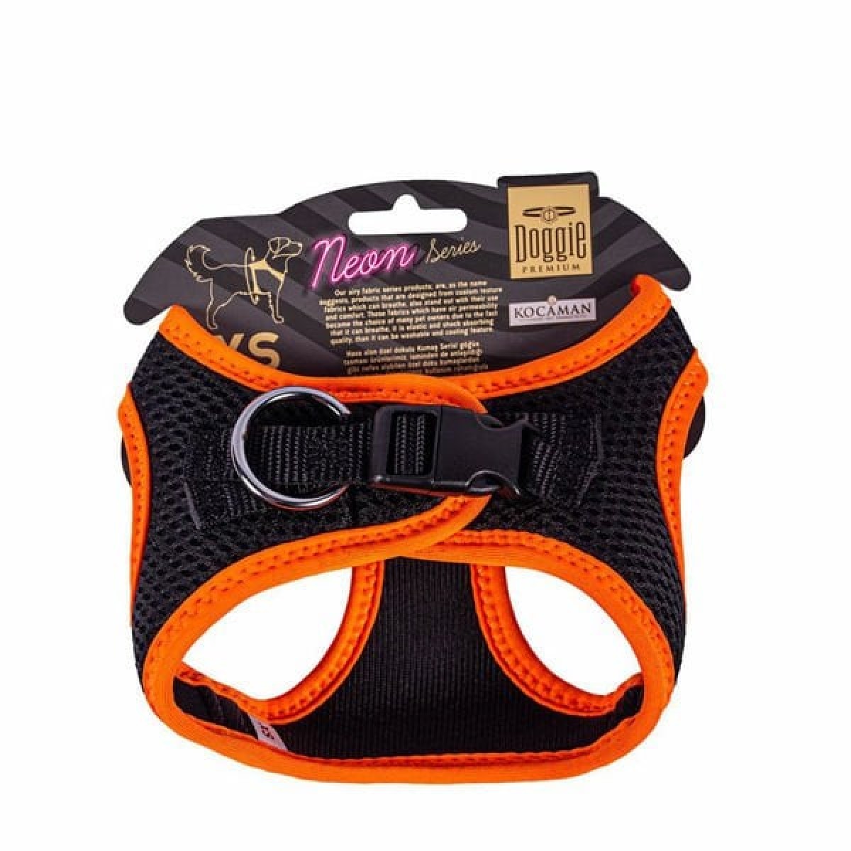 Doggie Havalı Dokuma Neon Küçük Irk Köpek Göğüs Tasması Xsmall Turuncu 30-34 Cm