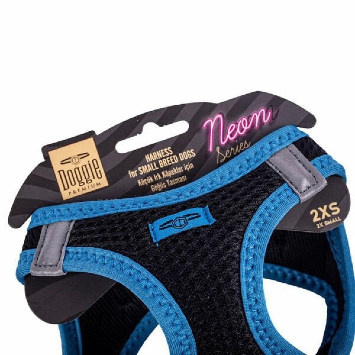 Doggie Havalı Dokuma Neon Küçük Irk Köpek Göğüs Tasması Xxsmall Mavi 26-30 Cm