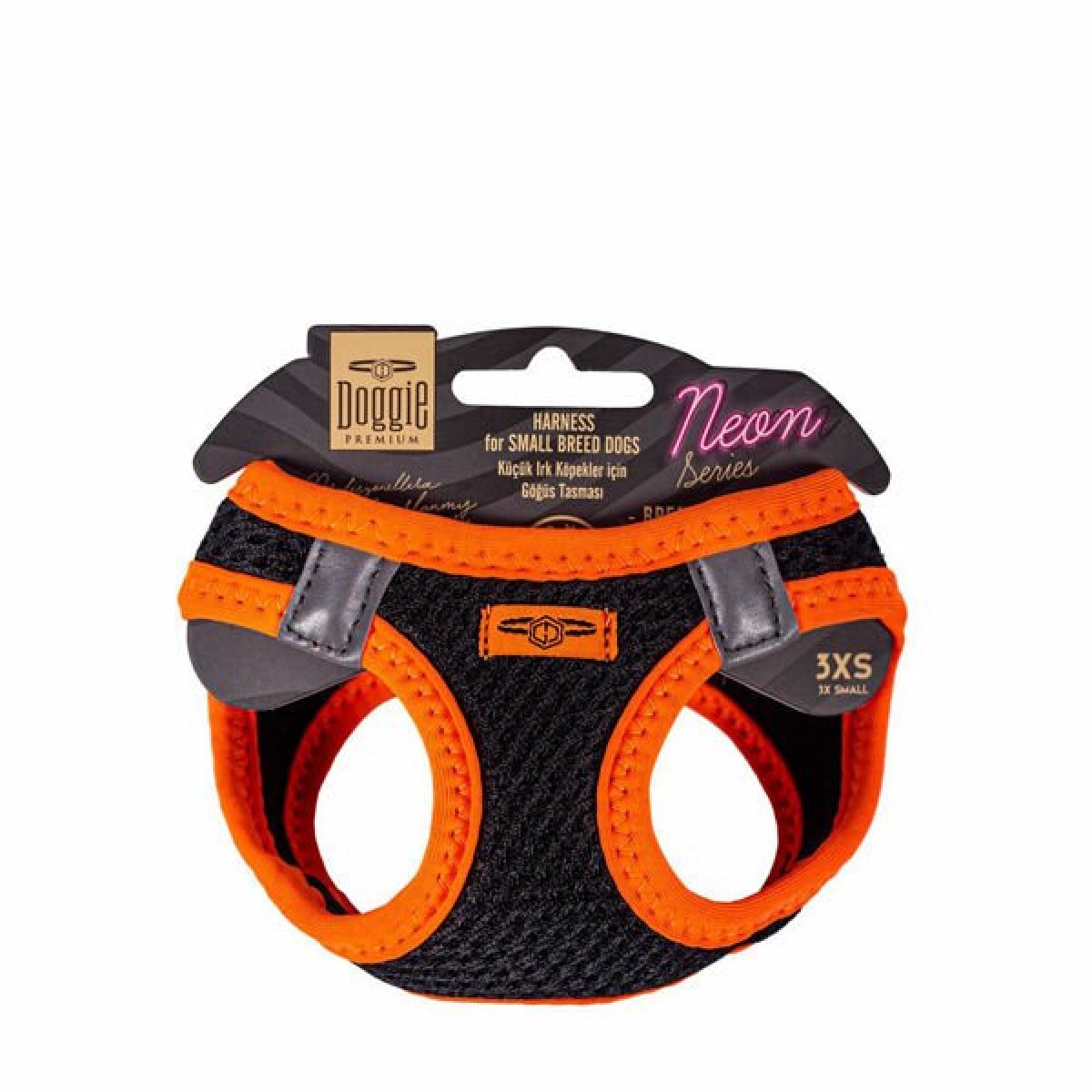 Doggie Havalı Dokuma Neon Küçük Irk Köpek Göğüs Tasması Xxxsmall Turuncu 22-26 Cm