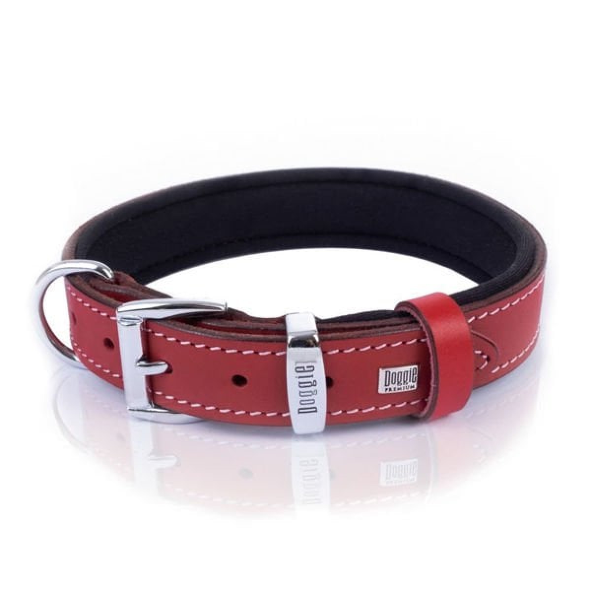 Doggie Konfor Deri Köpek Boyun Tasması Medium Kırmızı 2.5x37 45 Cm