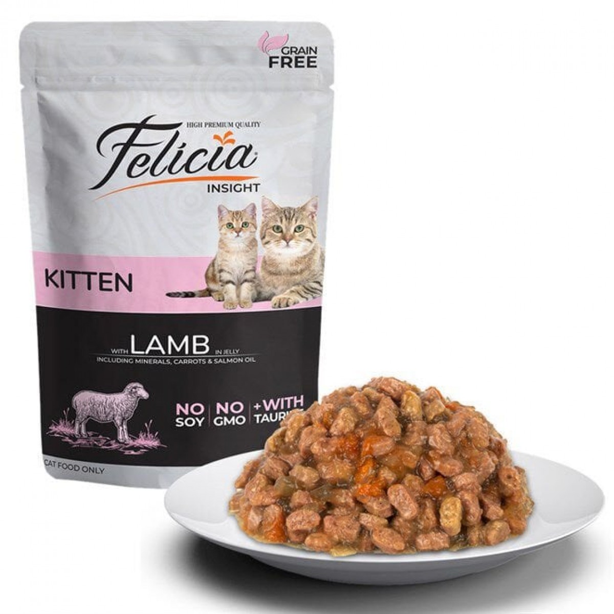 Felicia Tahılsız Kuzu Etli Pouch Yavru Konserve Kedi Maması 85 Gr Felicia Tahılsız Kuzu Etli Pouch Yavru Konserve Kedi Maması 85 Gr