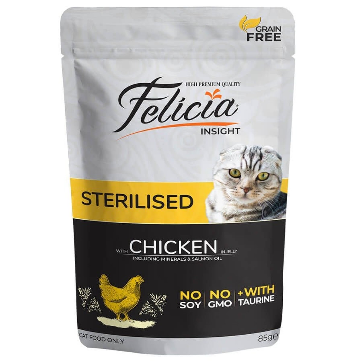 Felicia Tahılsız Tavuklu Pouch Kısırlaştırılmış Konserve Kedi Maması 85 Gr Felicia Tahılsız Tavuklu Pouch Kısırlaştırılmış Konserve Kedi Maması 85 Gr