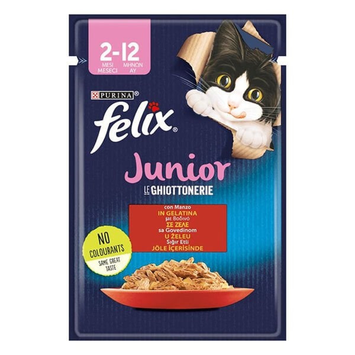 Felix Sensations Junior Taze Jöle İçerisinde Sığır Etli Yavru Konserve Kedi Maması 85 Gr