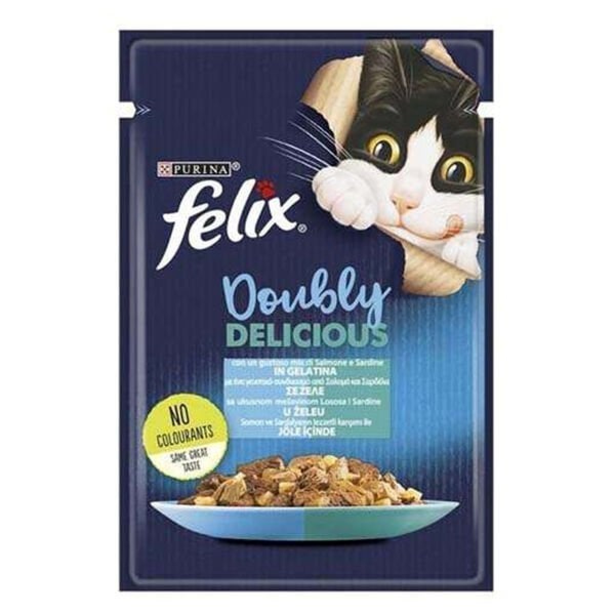 Felix Taze Somon ve Sardalya Jöleli Pouch Yetişkin Konserve Kedi Maması 85 Gr Felix Taze Somon ve Sardalya Jöleli Pouch Yetişkin Konserve Kedi Maması 85 Gr