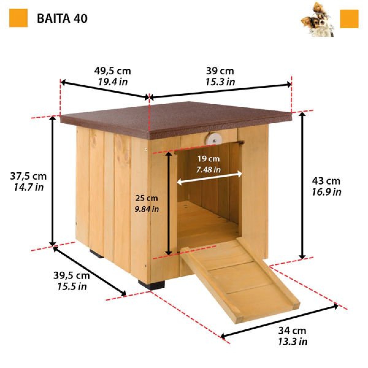 Ferplast Baita 40 Köpek Kulübesi Small 39x49.5x43 Cm