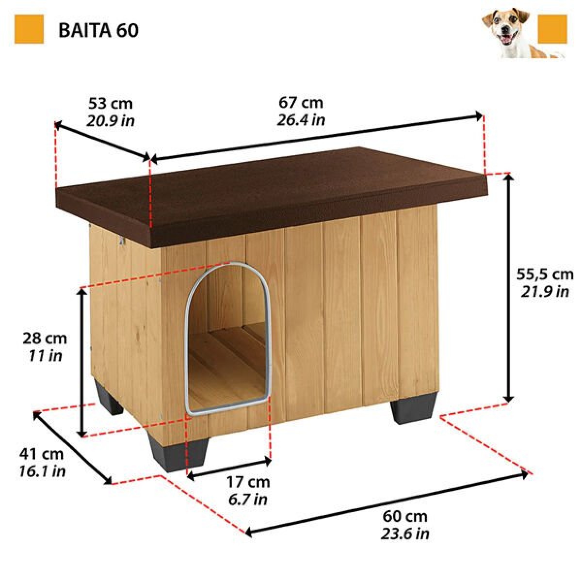 Ferplast Baita 60 Köpek Kulübesi Small 67x53x55.5 Cm