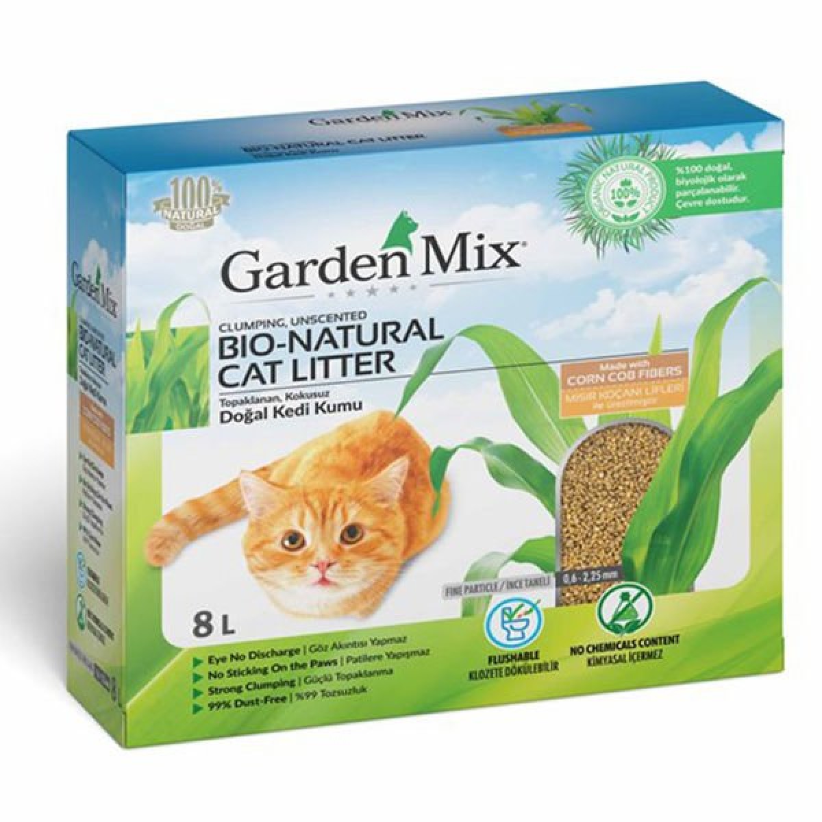 Garden Mix Topaklanan Mısır Lifli Kedi Kumu 8 Lt Garden Mix Topaklanan Mısır Lifli Kedi Kumu 8 Lt