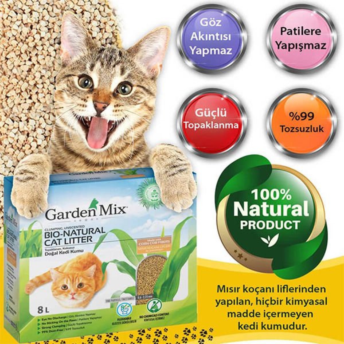 Garden Mix Topaklanan Mısır Lifli Kedi Kumu 8 Lt Garden Mix Topaklanan Mısır Lifli Kedi Kumu 8 Lt