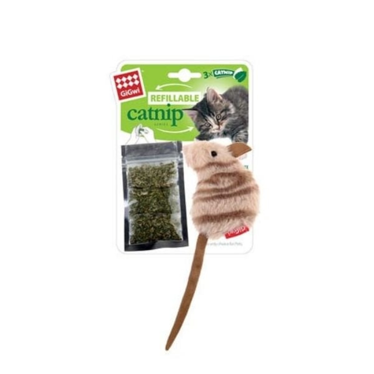 Gigwi Catnip Hazneli Fare Peluş Kedi Oyuncağı 20 Cm