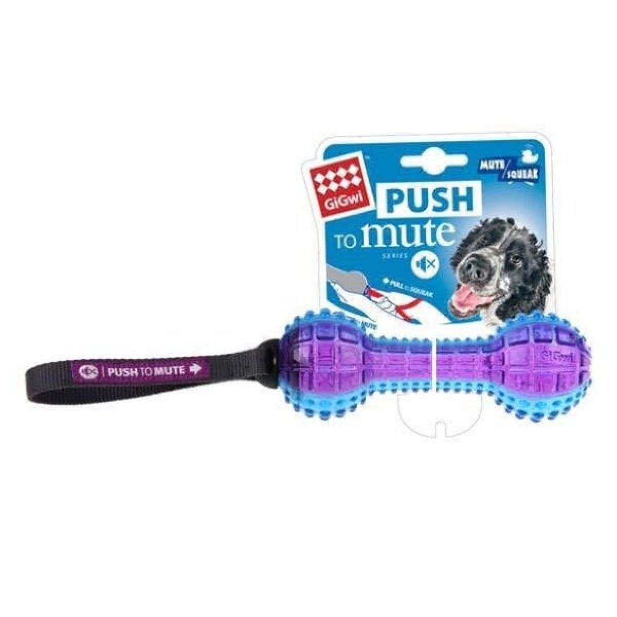 Gigwi Push To Mute Dambıl Sesli Köpek Oyuncağı 18 Cm Mavi/Mor Gigwi Push To Mute Dambıl Sesli Köpek Oyuncağı 18 Cm Mavi/Mor