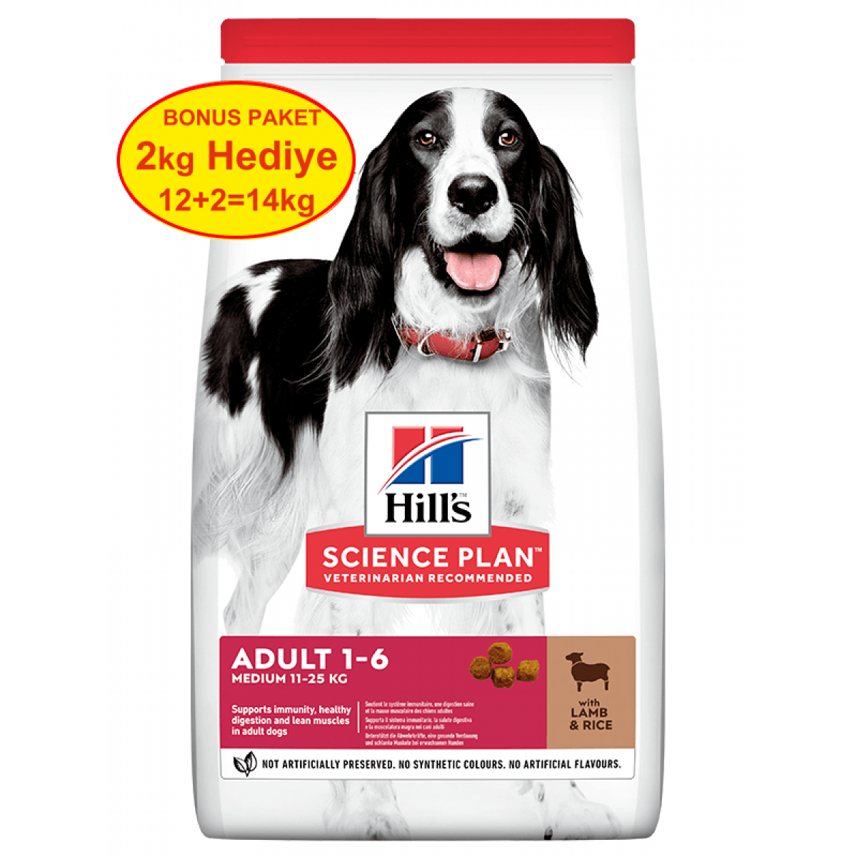 Hills Kuzu Etli Orta Irk Yetişkin Köpek Maması 12+2 Kg Hediyeli