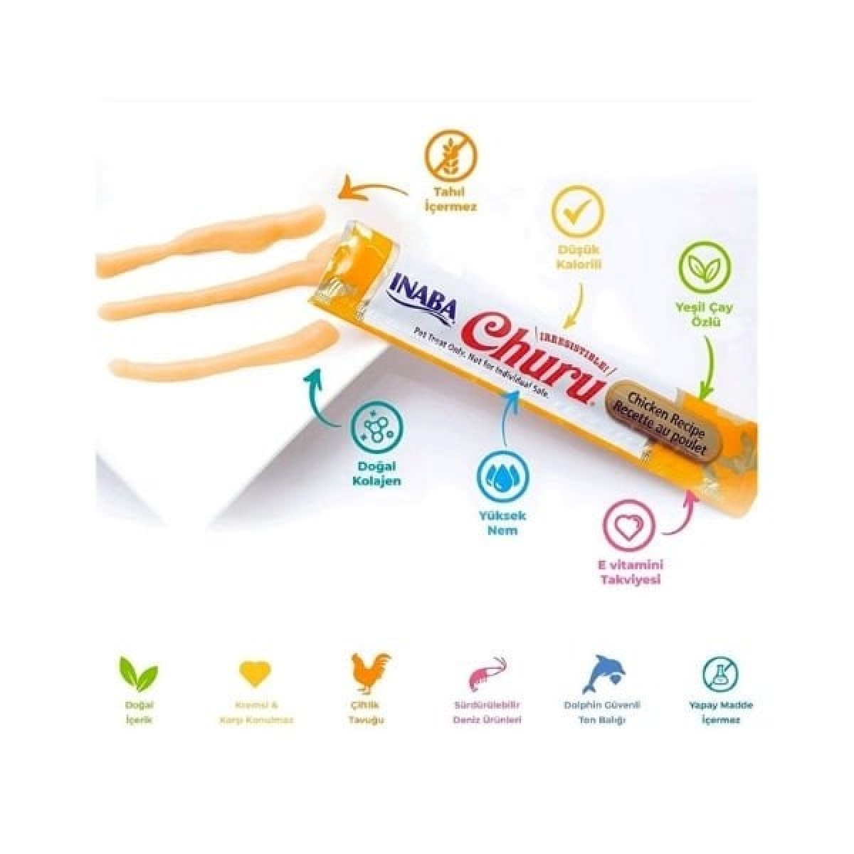 Inaba Ciao Churu Cream Tavuklu ve Yengeçli Sıvı Kedi Ödül Maması 14 Gr 4 Adet Inaba Ciao Churu Cream Tavuklu ve Yengeçli Sıvı Kedi Ödül Maması 14 Gr 4 Adet