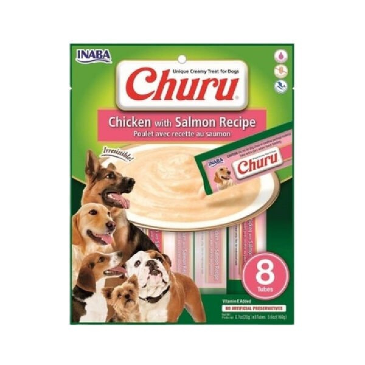 Inaba Ciao Churu Somonlu ve Tavuklu Tamamlayacı Sıvı Köpek Ödül Maması 20 Gr 8 Adet