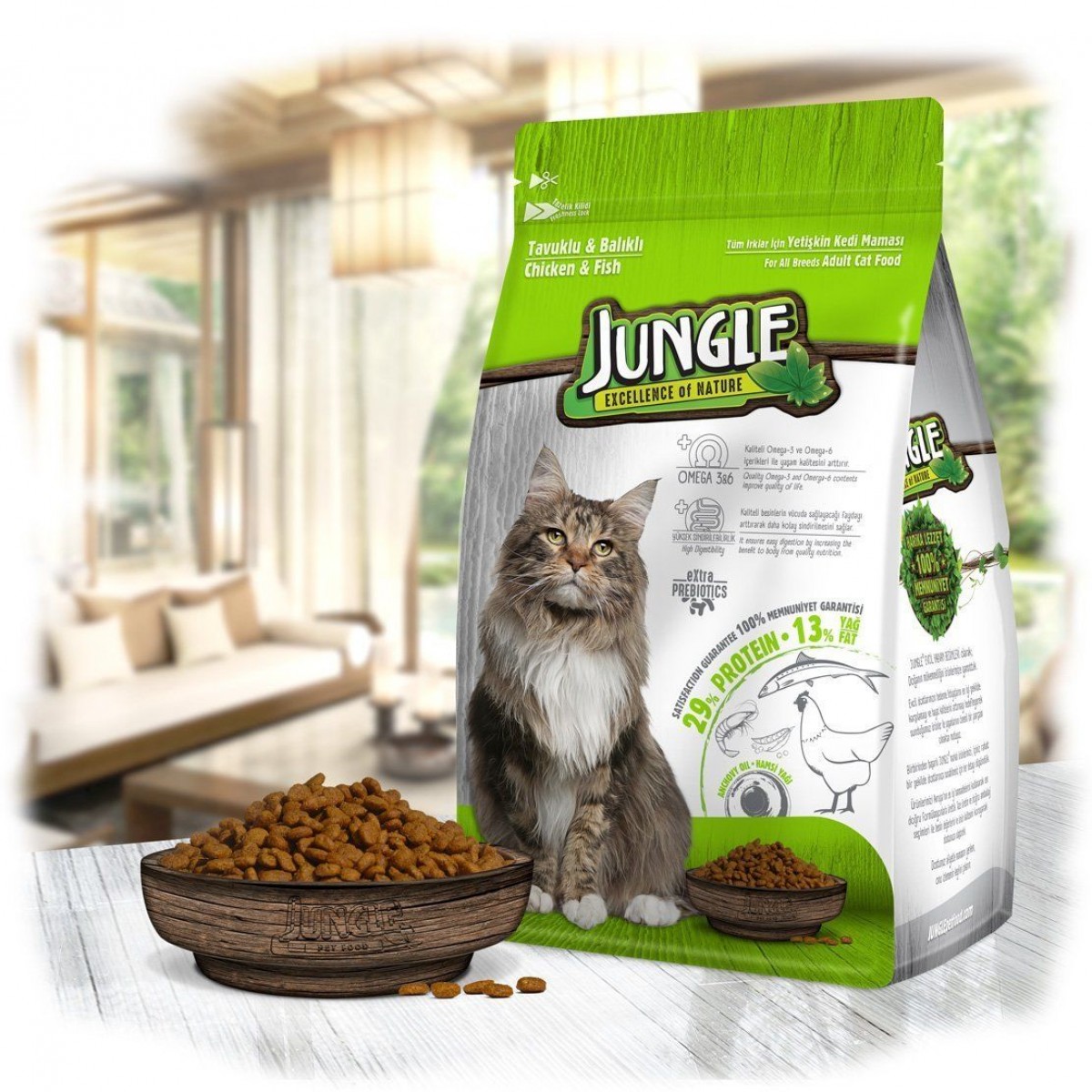 Jungle Tavuk ve Balıklı Yetişkin Kedi Maması 1.5 Kg Jungle Tavuk ve Balıklı Yetişkin Kedi Maması 1.5 Kg