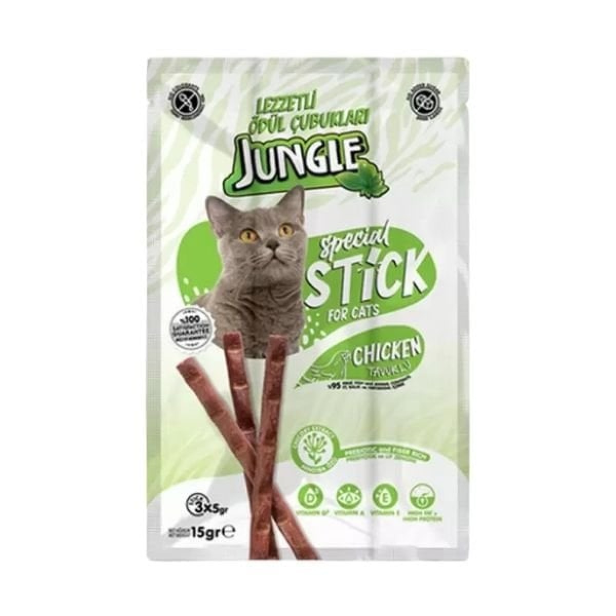 Jungle Tavuklu Stick Kedi Ödülü 3 Adet 5 Gr Jungle Tavuklu Stick Kedi Ödülü 3 Adet 5 Gr