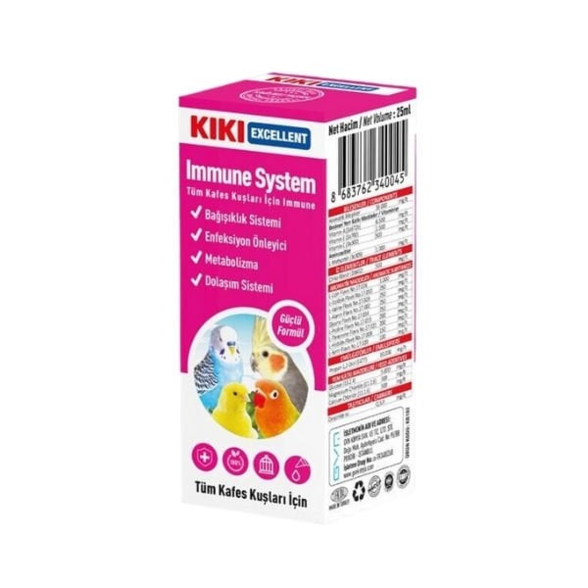 Kiki Excellent Immune System Kuşlar için Bağışıklık Güçlendirici Sıvı Damla 25 Ml Kiki Excellent Immune System Kuşlar için Bağışıklık Güçlendirici Sıvı Damla 25 Ml