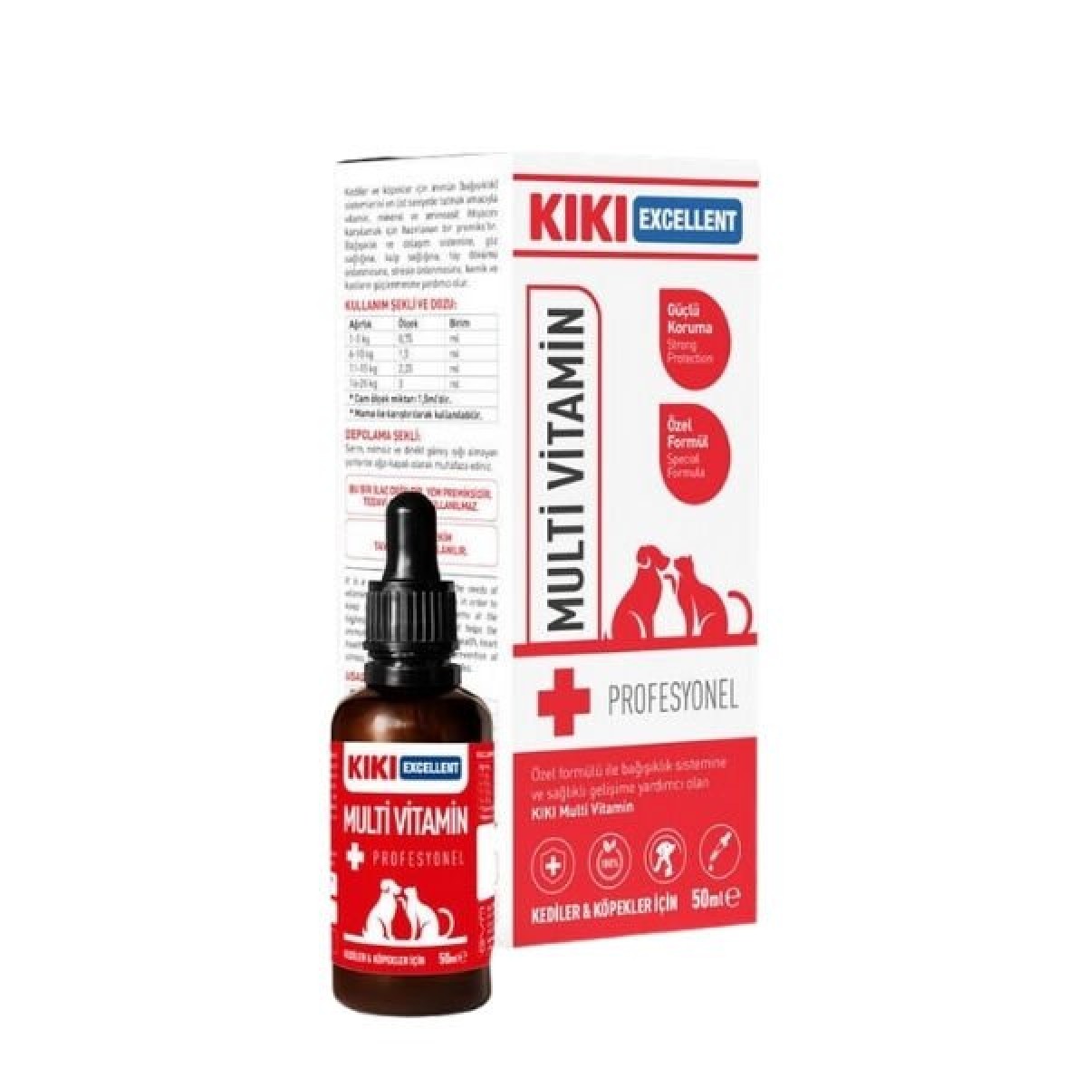 Kiki Excellent Multi Vitamin Bağışıklık Sistemi Destekleyici Kediler ve Köpekler için Şurup 50 Ml