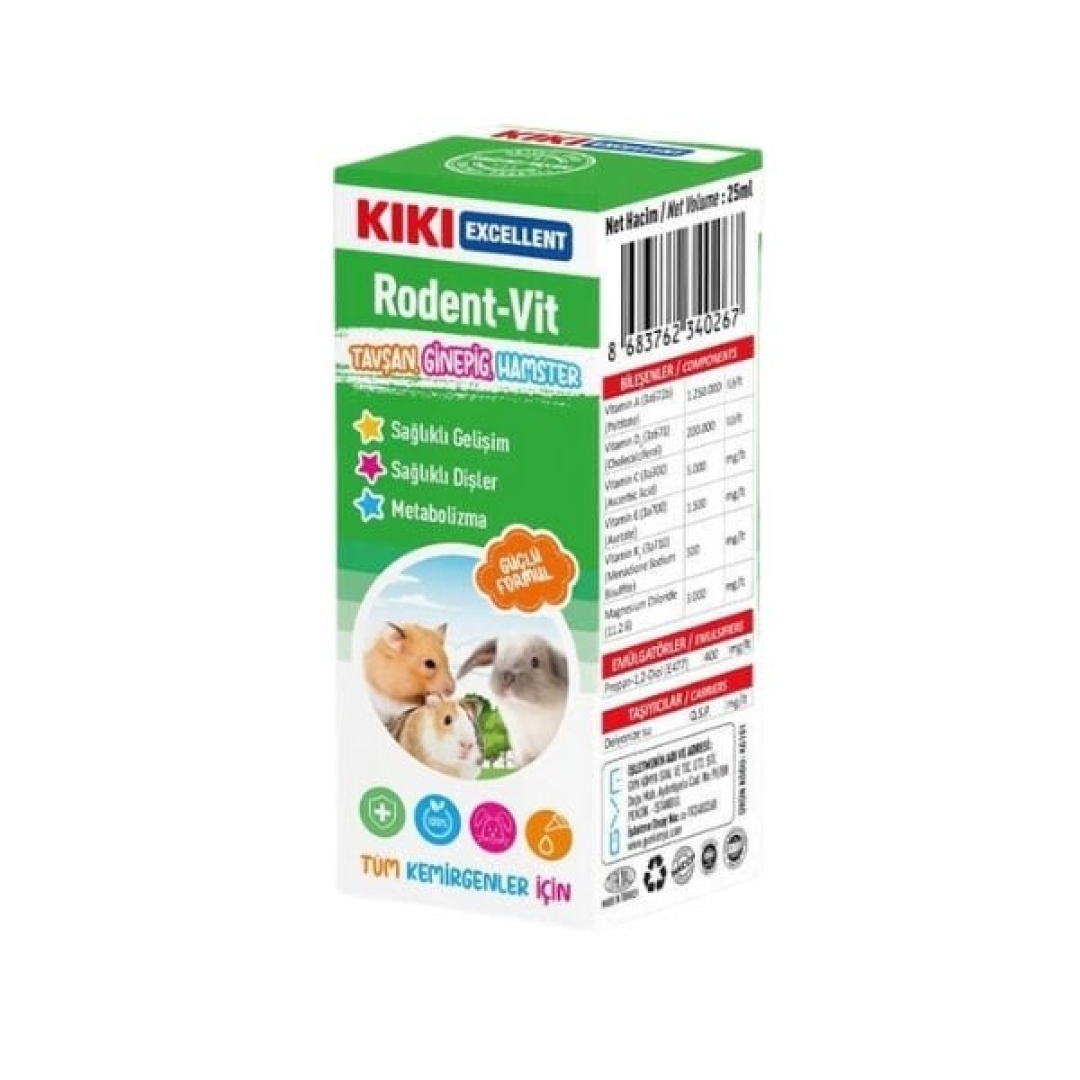 Kiki Excellent Rodent-Vit Sağlıklı Gelişim Destekleyici Kemirgenler için Multi Vitamin 25 Ml Kiki Excellent Rodent-Vit Sağlıklı Gelişim Destekleyici Kemirgenler için Multi Vitamin 25 Ml
