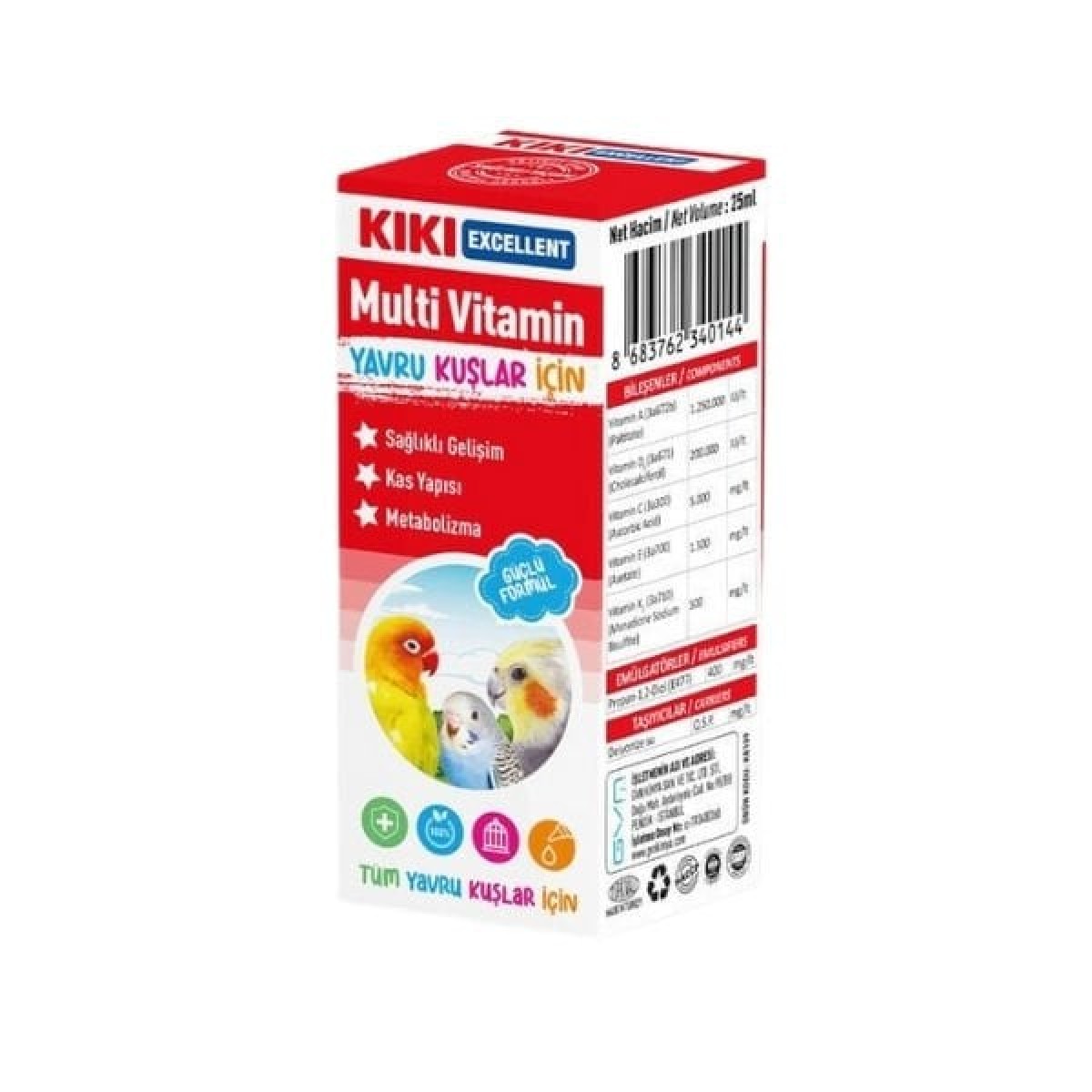 Kiki Excellent Yavru Kuşlar için Multi Vitamin Sıvı Damla 25 Ml Kiki Excellent Yavru Kuşlar için Multi Vitamin Sıvı Damla 25 Ml