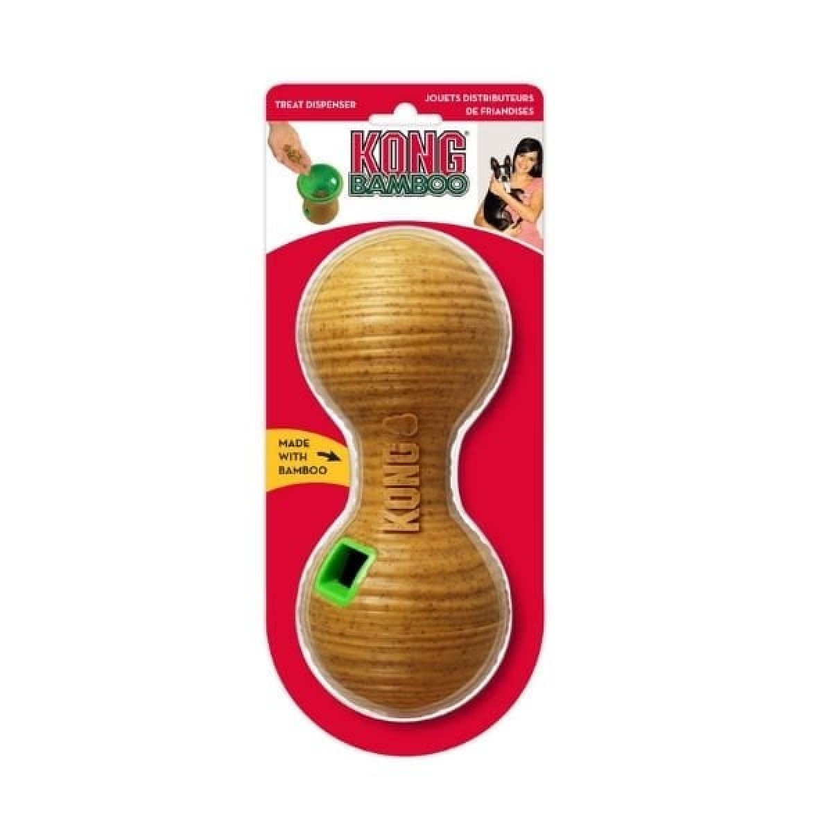 Kong Bamboo Feeder Dambıl Şeklinde Köpekler için Ödül Maması Dağıtma Oyuncağı Medium Kong Bamboo Feeder Dambıl Şeklinde Köpekler için Ödül Maması Dağıtma Oyuncağı Medium