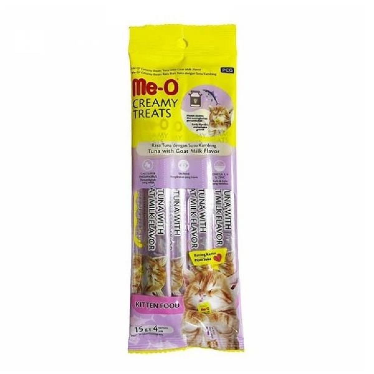Me-O Creamy Ton Balıklı ve Keçi Sütlü Sıvı Yavru Kedi Ödül Maması 4 Adet 15 Gr Me-O Creamy Ton Balıklı ve Keçi Sütlü Sıvı Yavru Kedi Ödül Maması 4 Adet 15 Gr