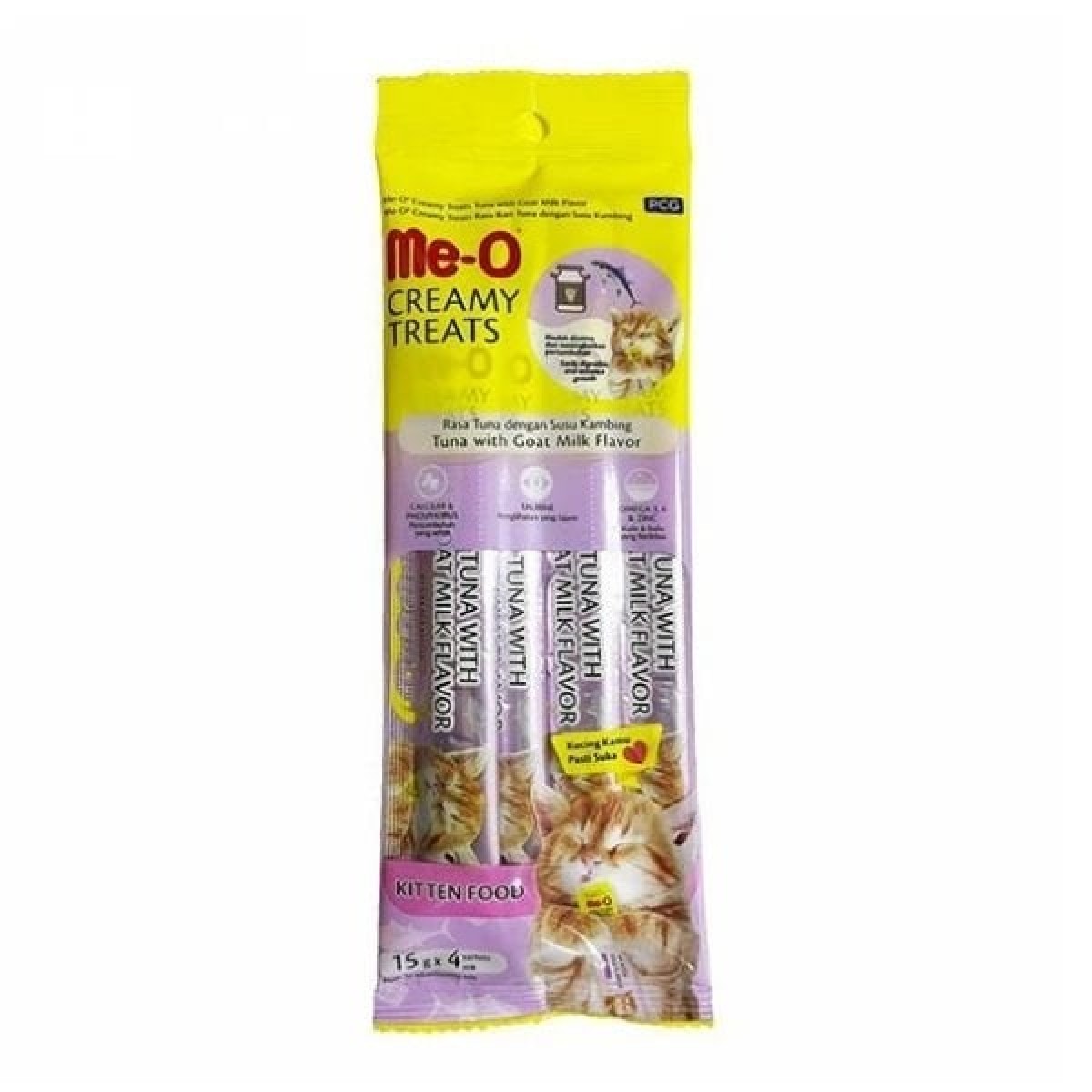 Me-O Creamy Ton Balıklı ve Keçi Sütlü Sıvı Yavru Kedi Ödül Maması 4 Adet 15 Gr Me-O Creamy Ton Balıklı ve Keçi Sütlü Sıvı Yavru Kedi Ödül Maması 4 Adet 15 Gr