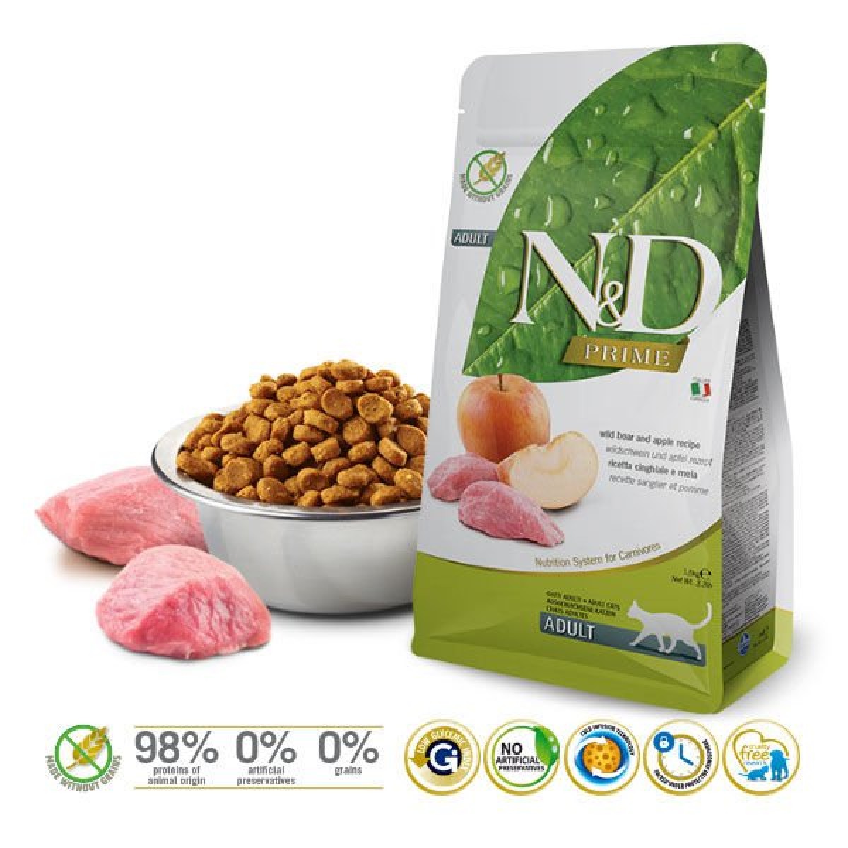 N&D Prime Domuzlu ve Elmalı Yetişkin Kedi Maması 5 Kg